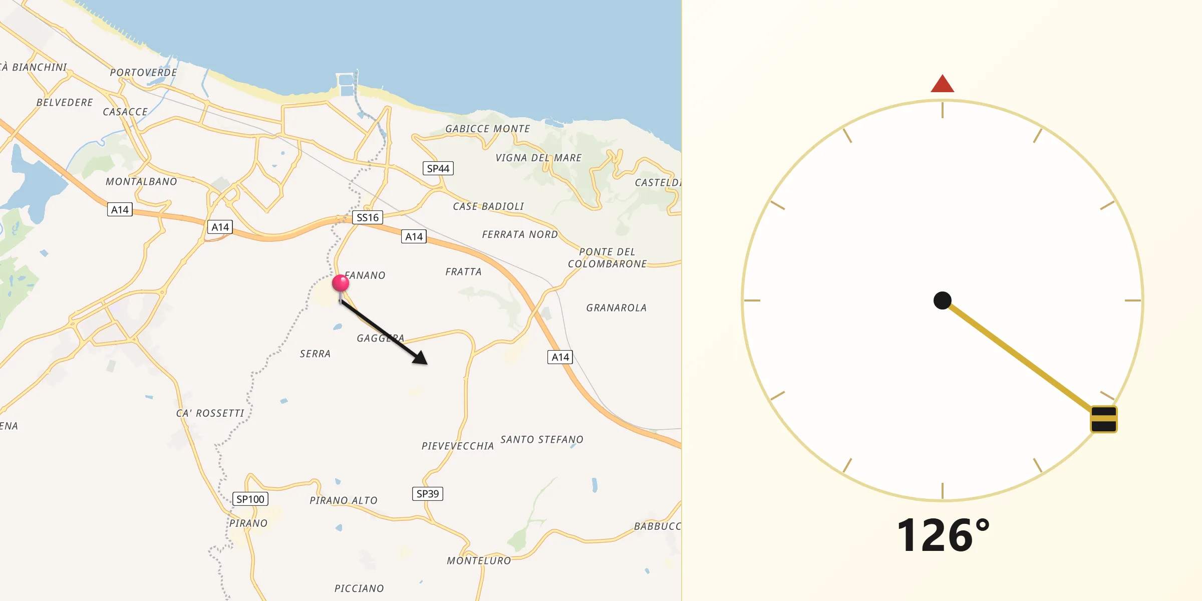 Direzione della Qibla da Fanano