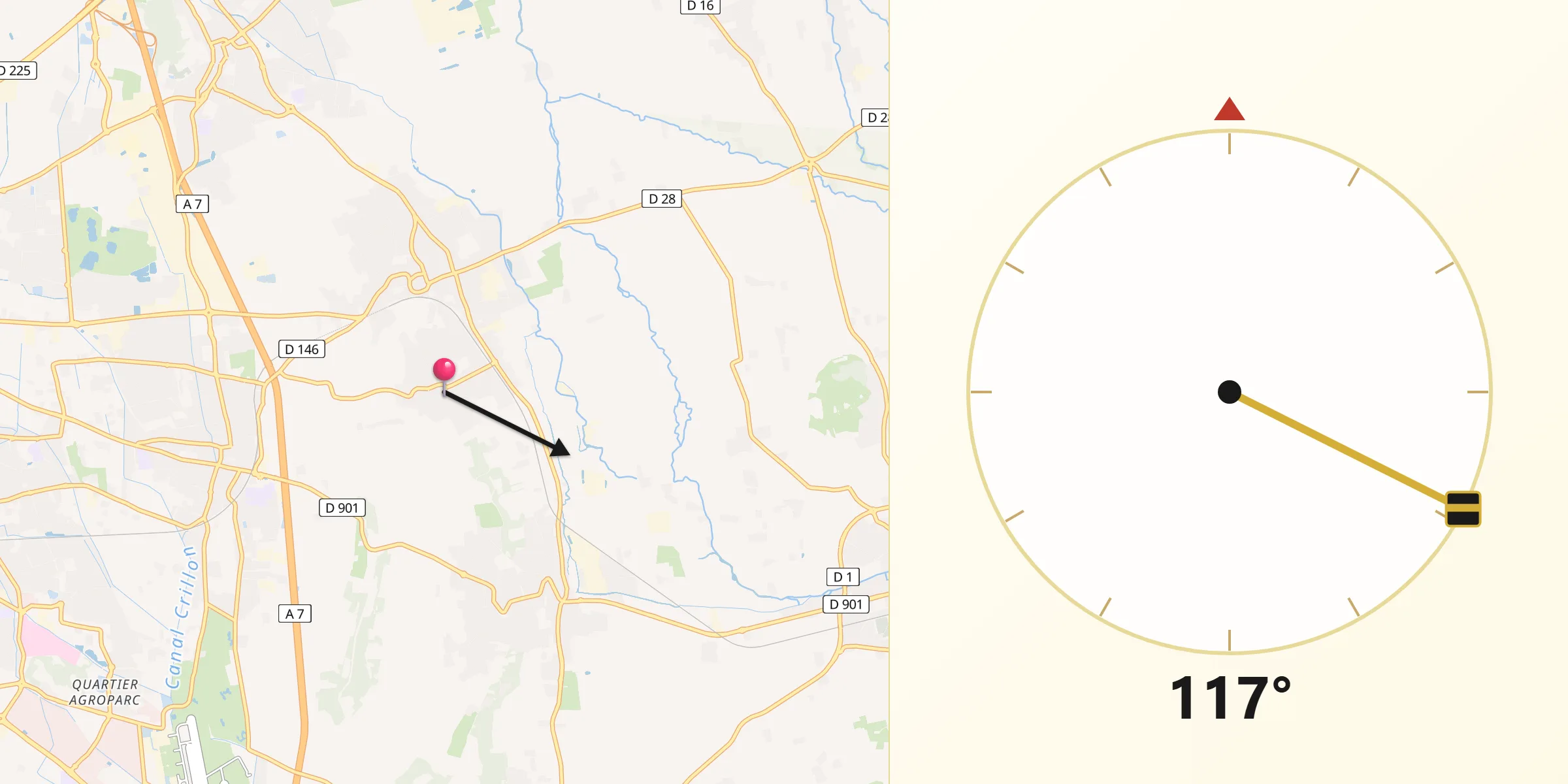 Direction vers la Qibla depuis Jonquerettes