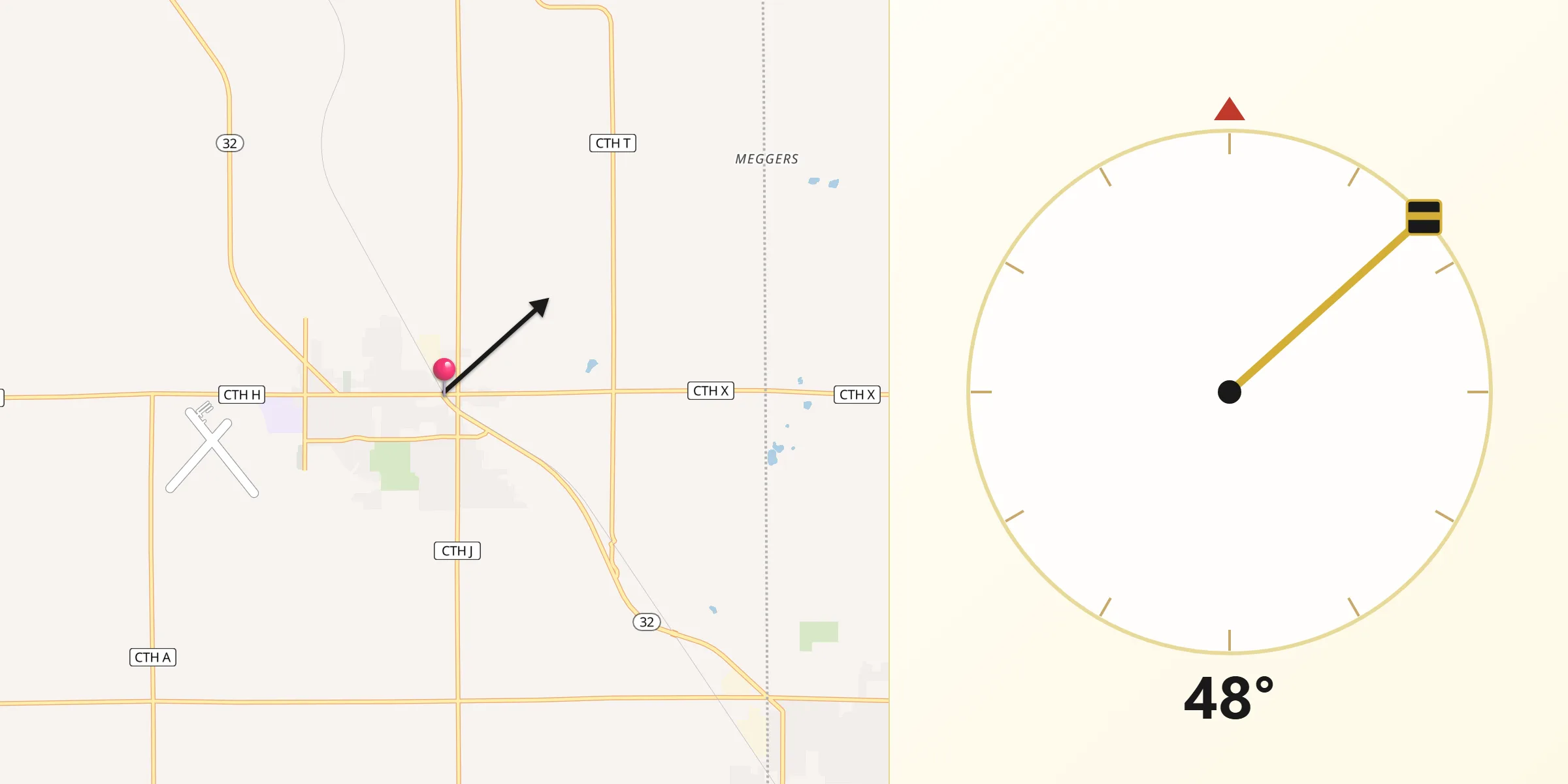 Qibla Direction from New Holstein