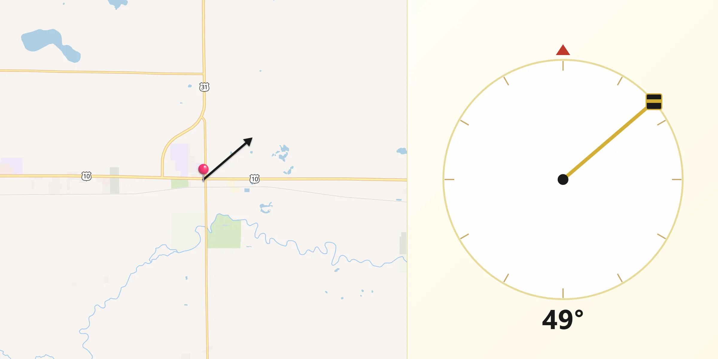 Qibla Direction from Scottville