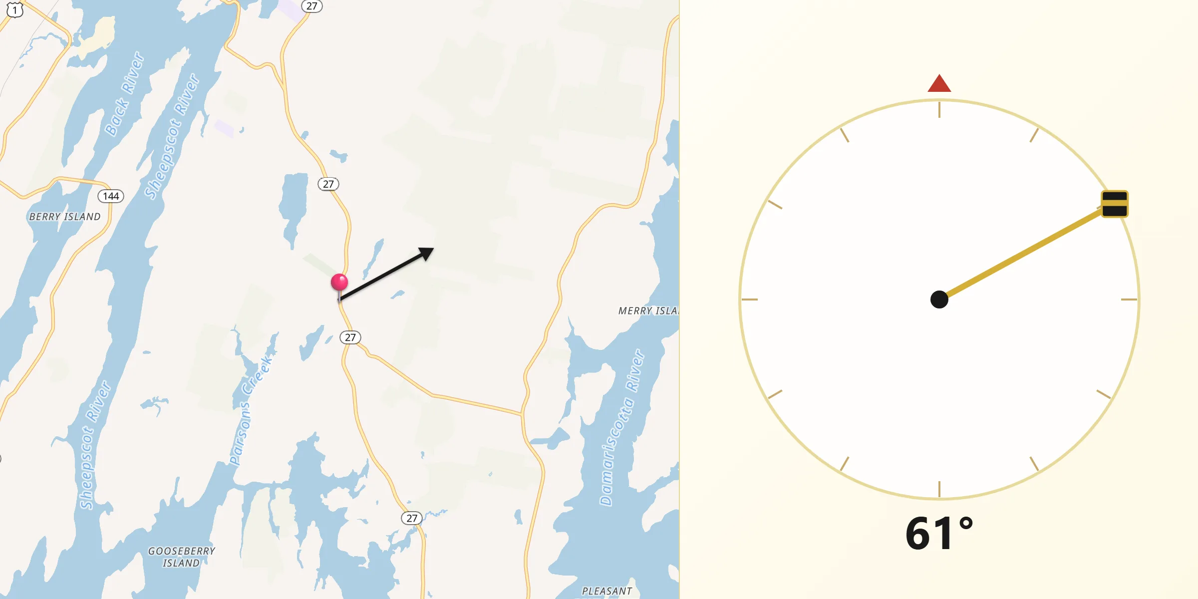 Qibla Direction from Edgecomb