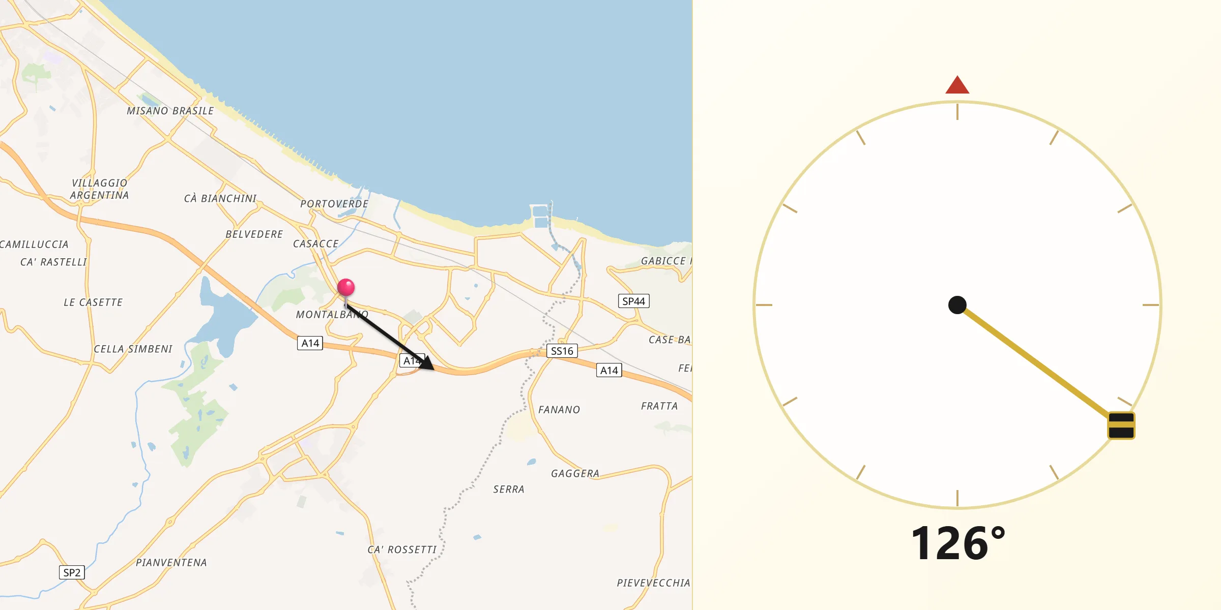 Direzione della Qibla da Montalbano