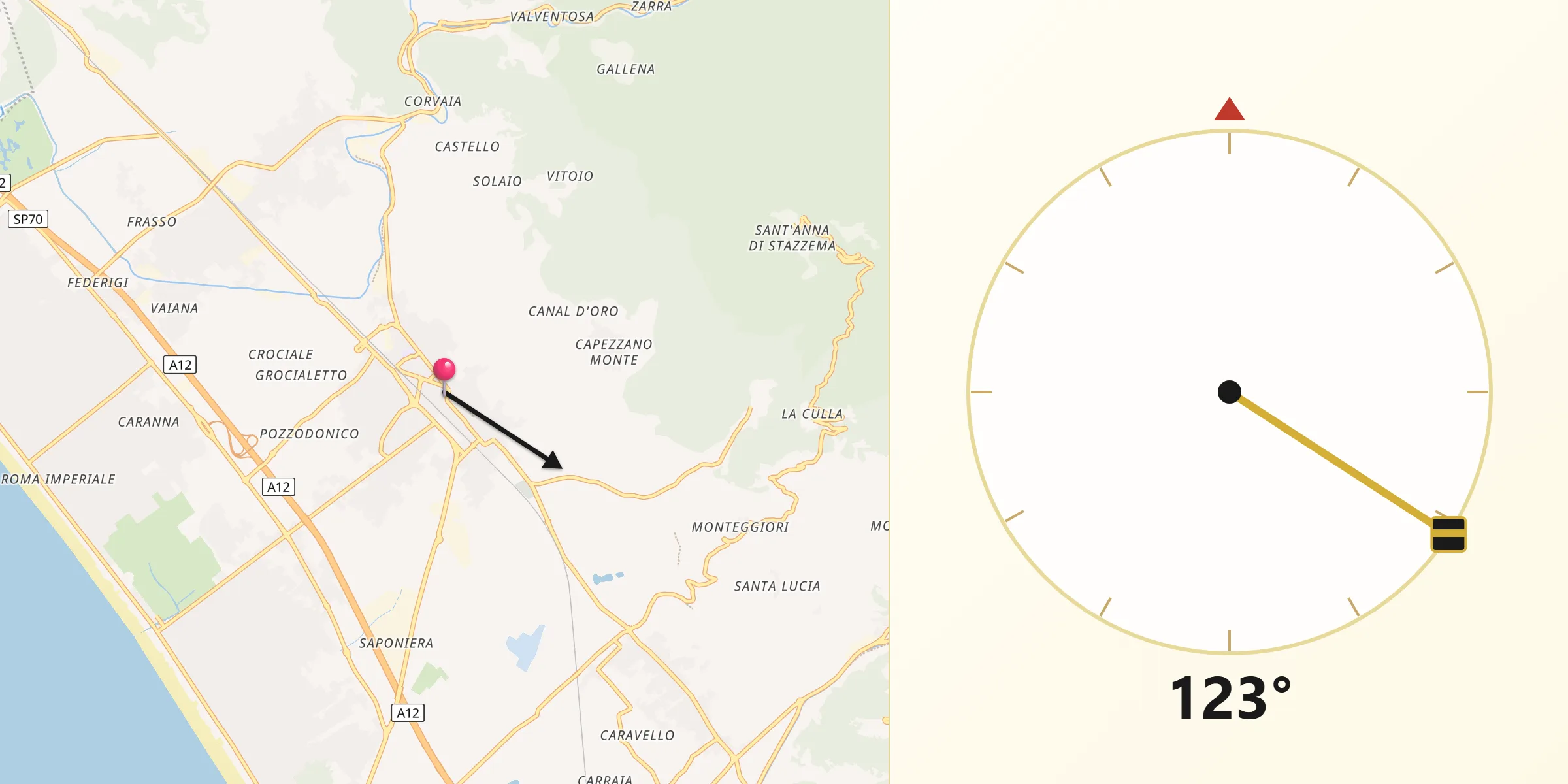 Direzione della Qibla da Pietrasanta