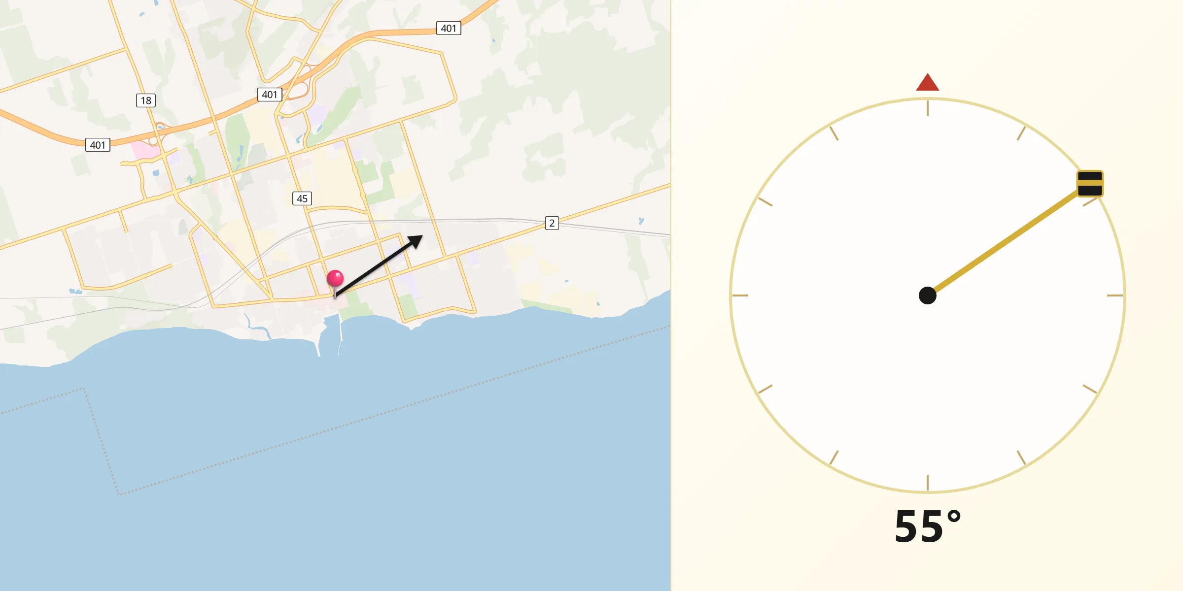 Qibla Direction from Cobourg