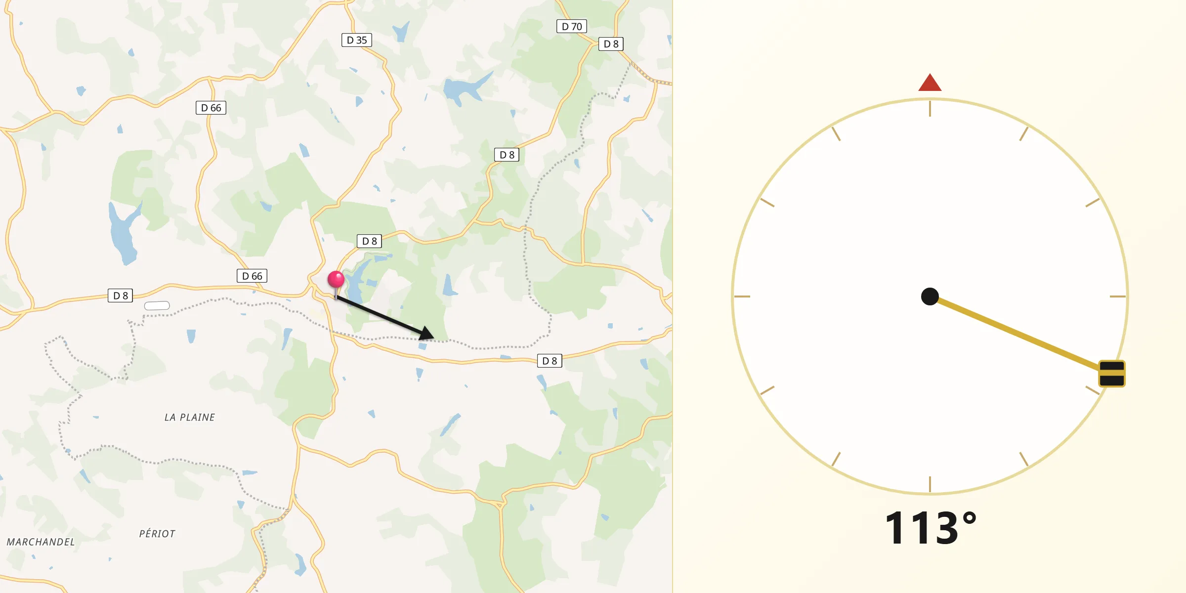 Direction vers la Qibla depuis Monclar-de-Quercy