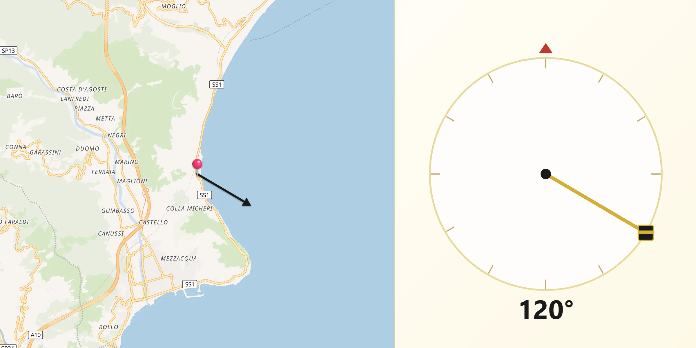 Direzione della Qibla da Laigueglia