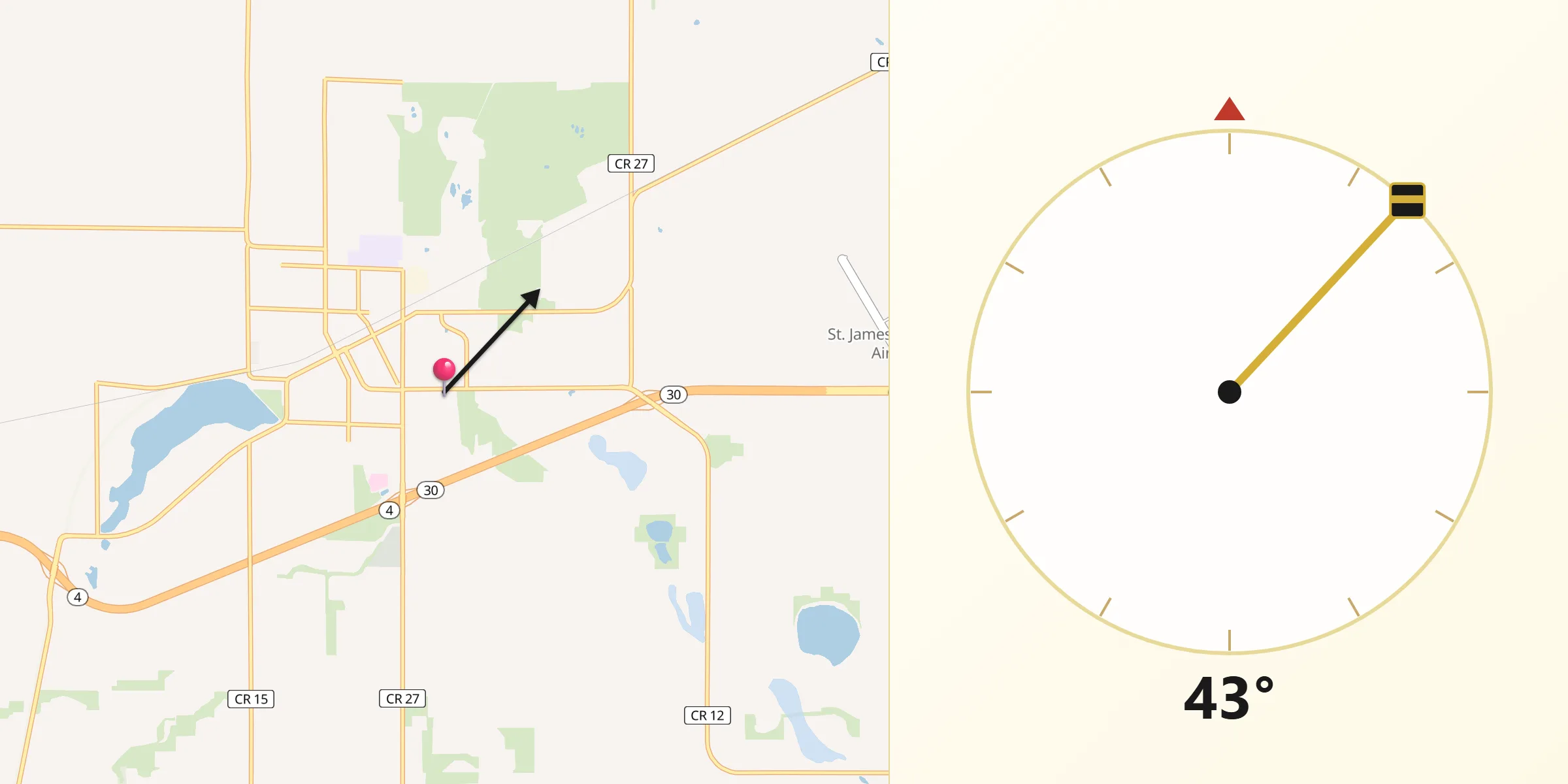 Qibla Direction from Watonwan