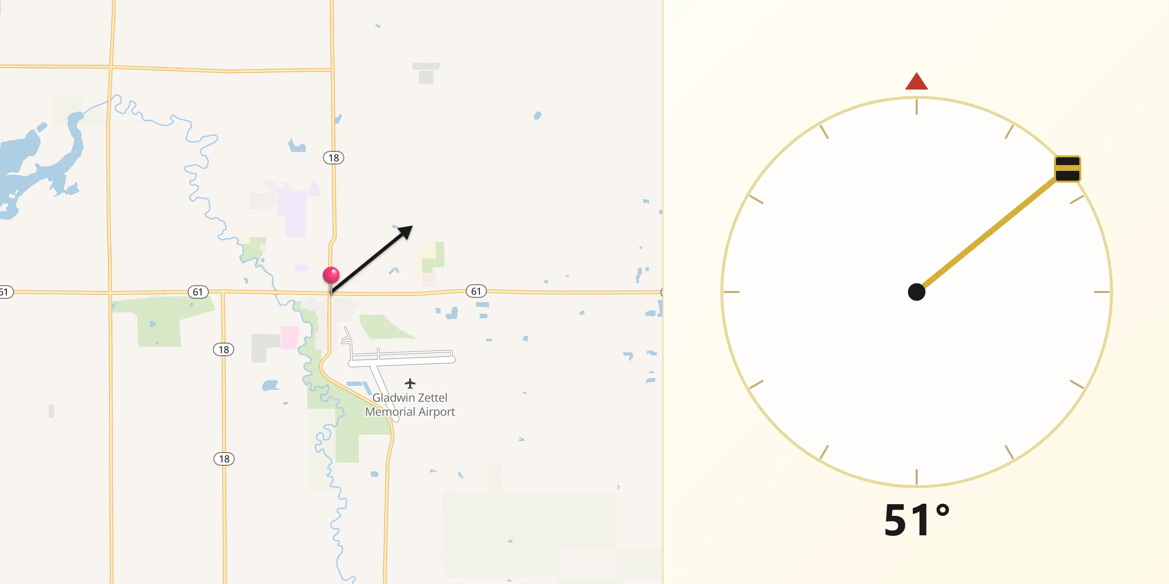 Qibla Direction from Gladwin