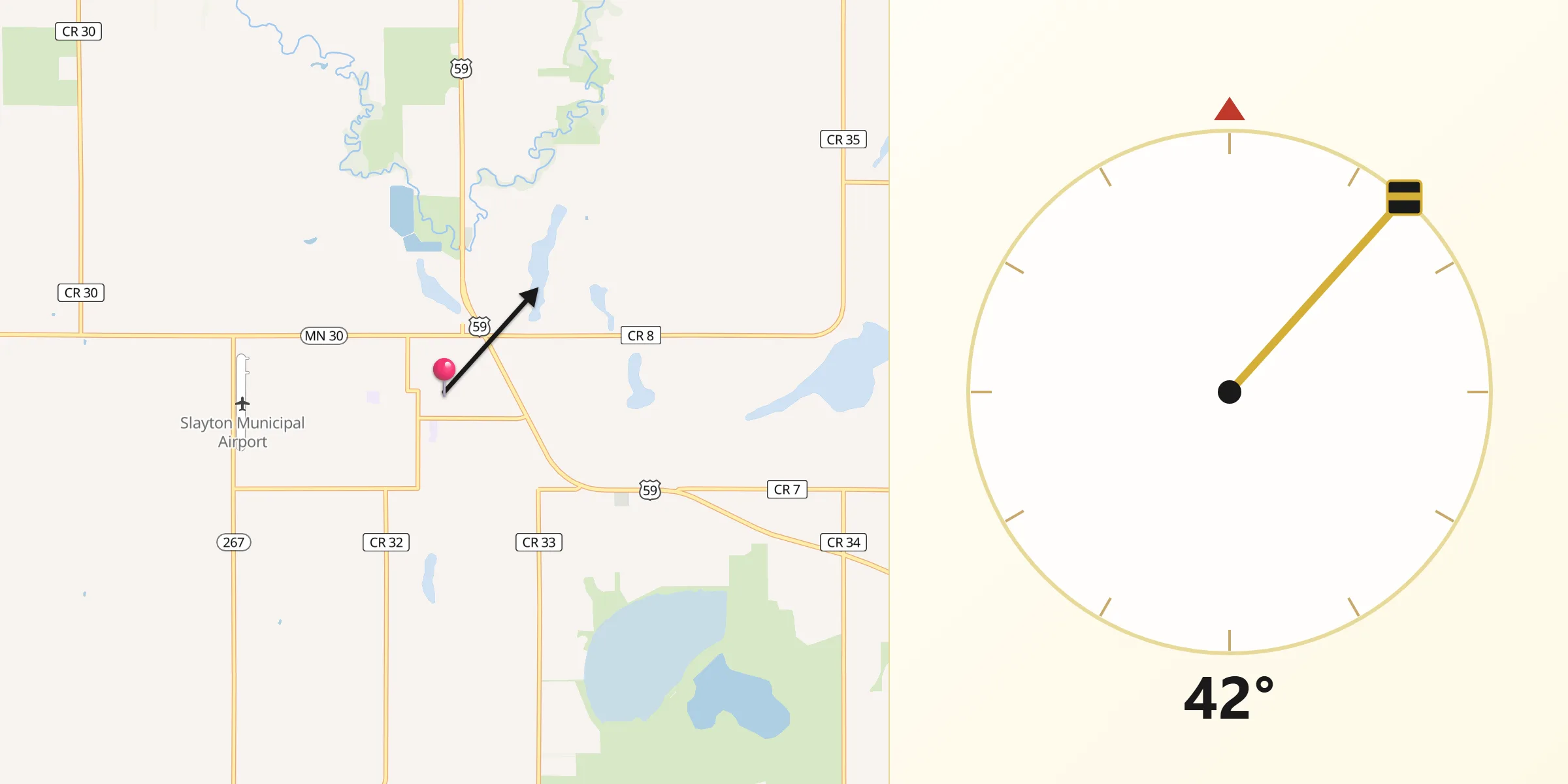 Qibla Direction from Slayton