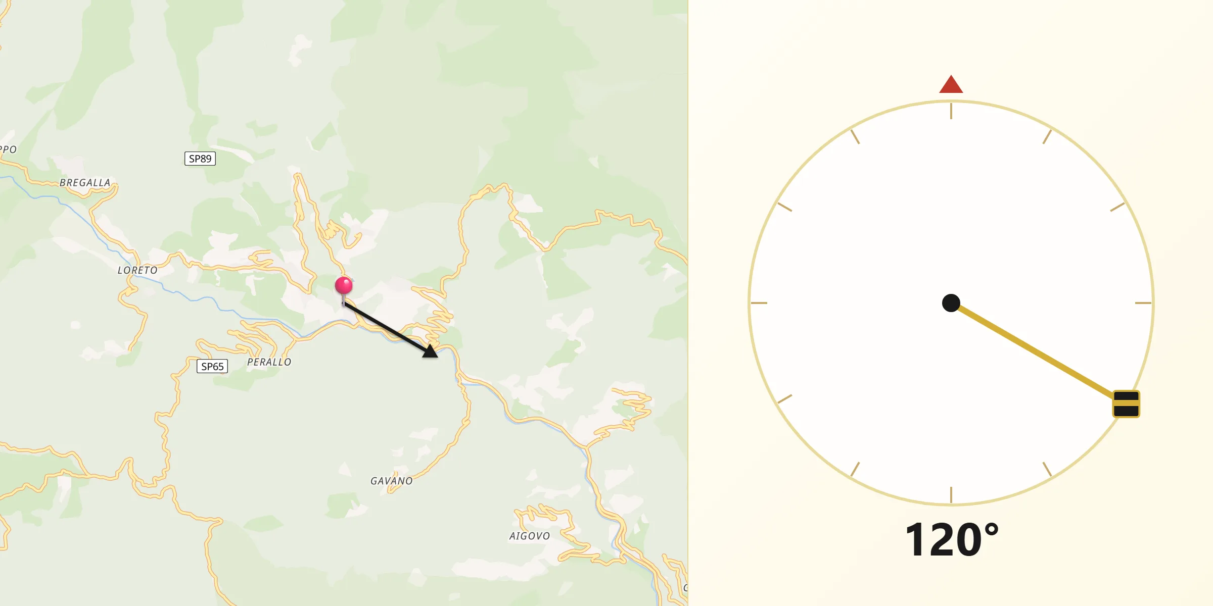 Direzione della Qibla da Molini di Triora