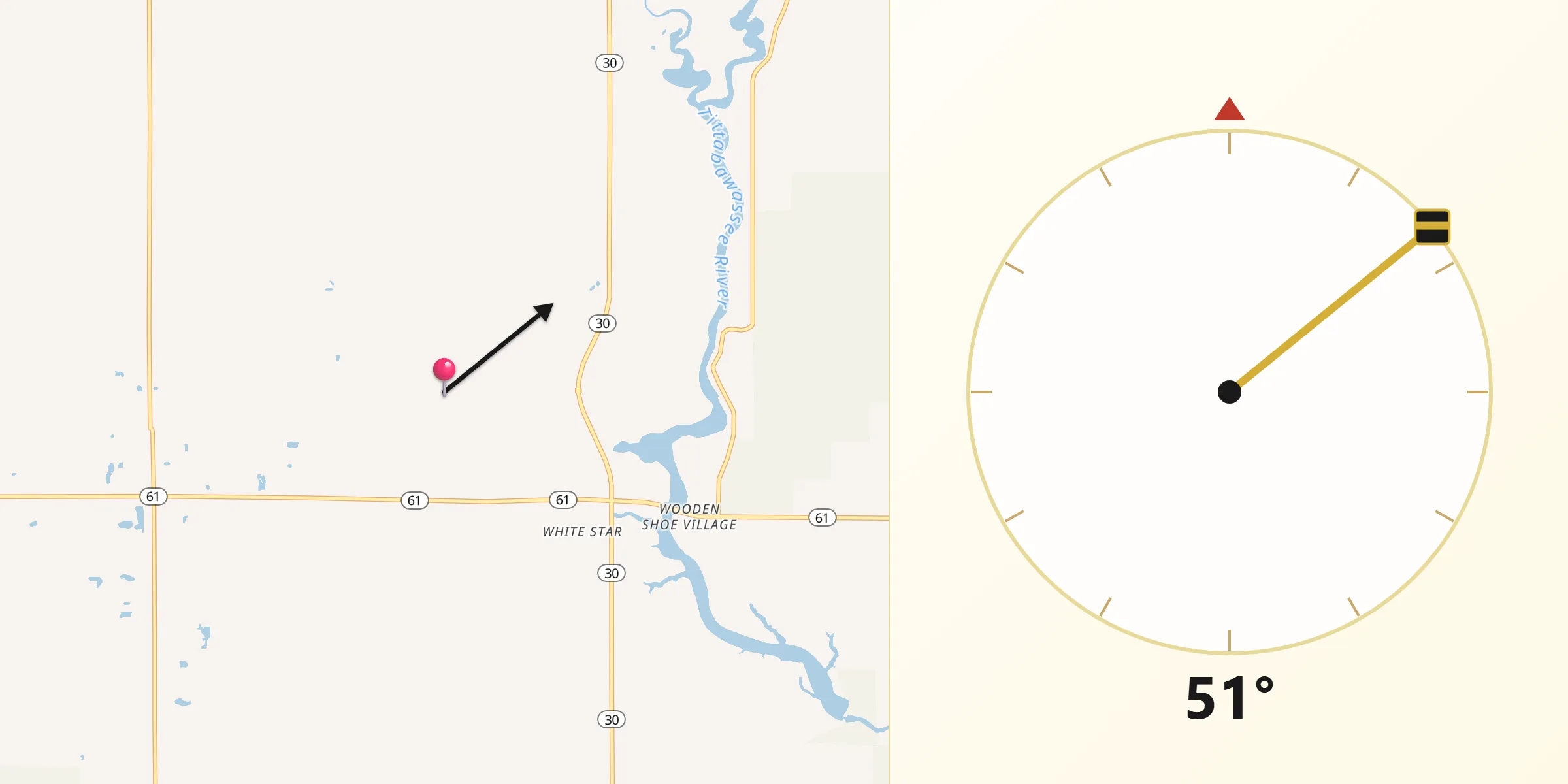 Qibla Direction from Gladwin County