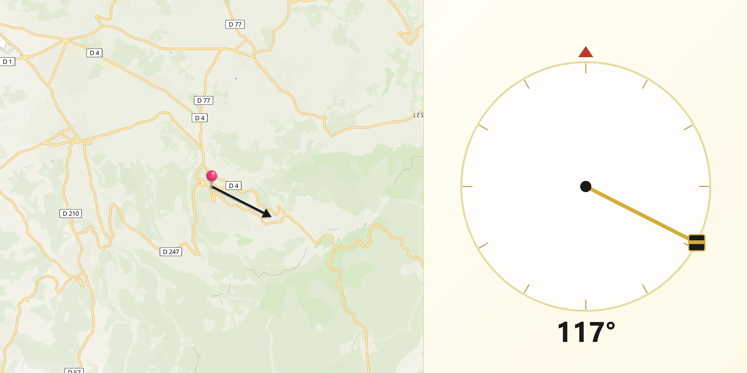 Direction vers la Qibla depuis Venasque