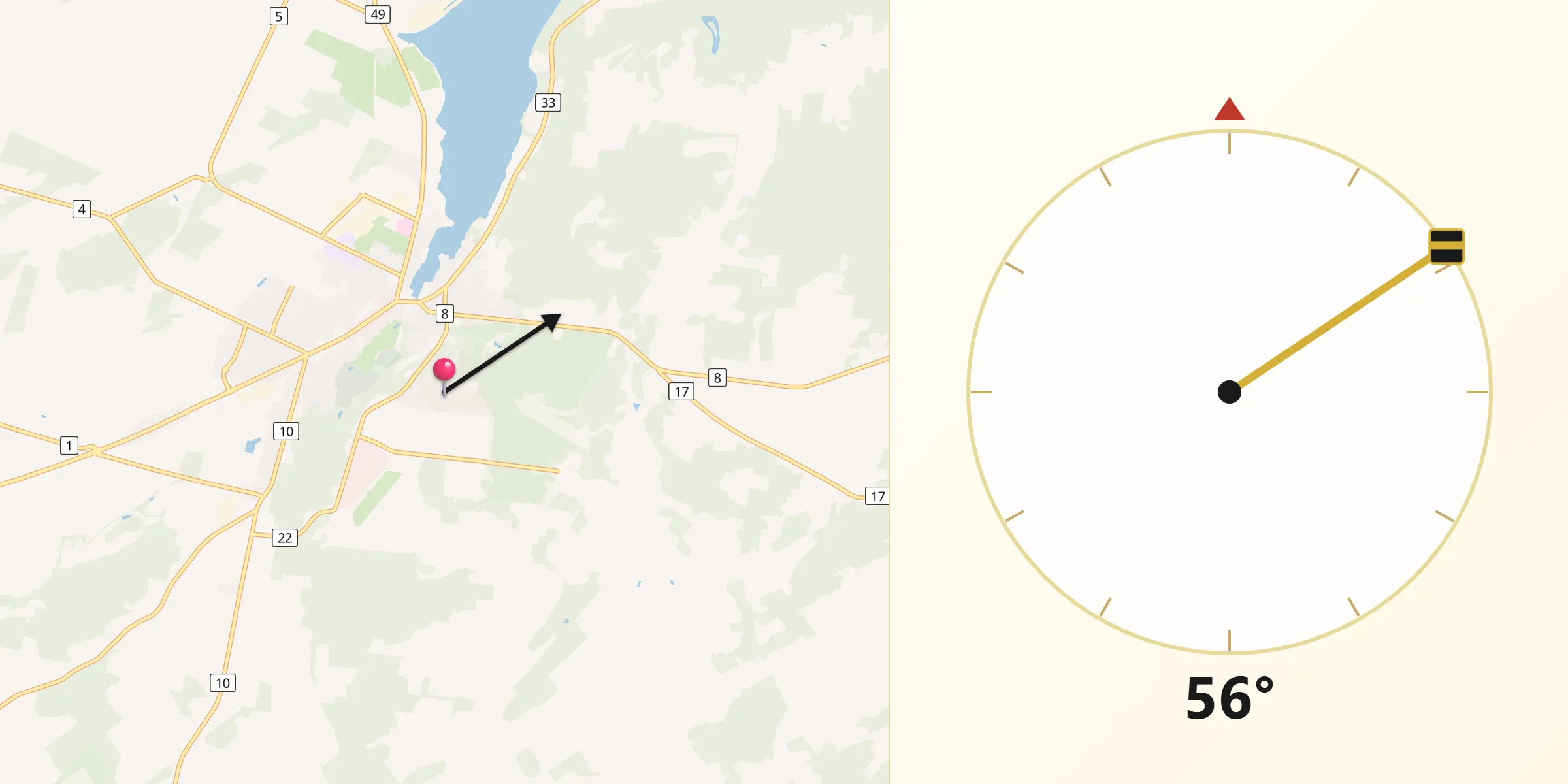 Qibla Direction from Picton