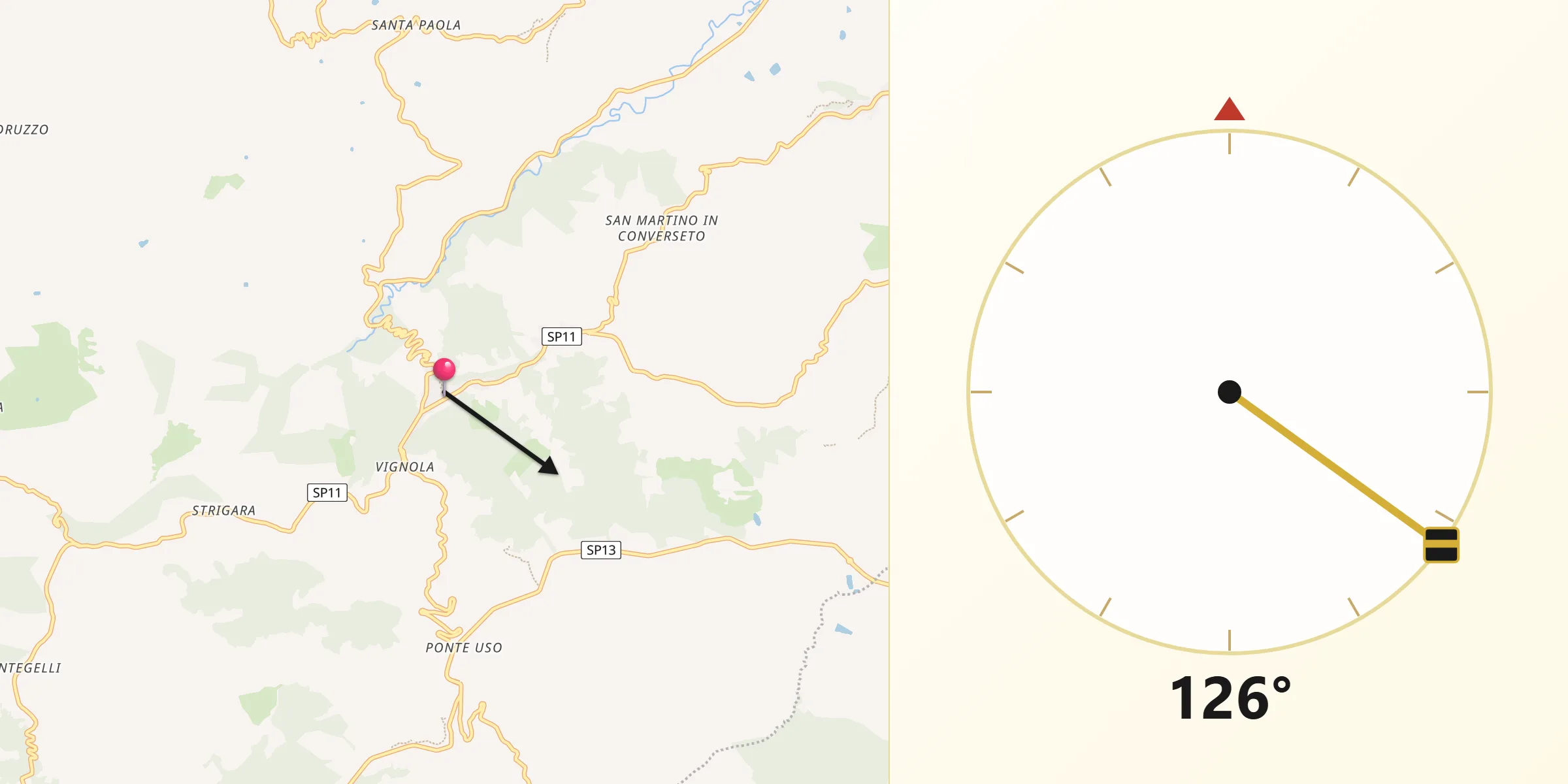 Direzione della Qibla da Sogliano al Rubicone
