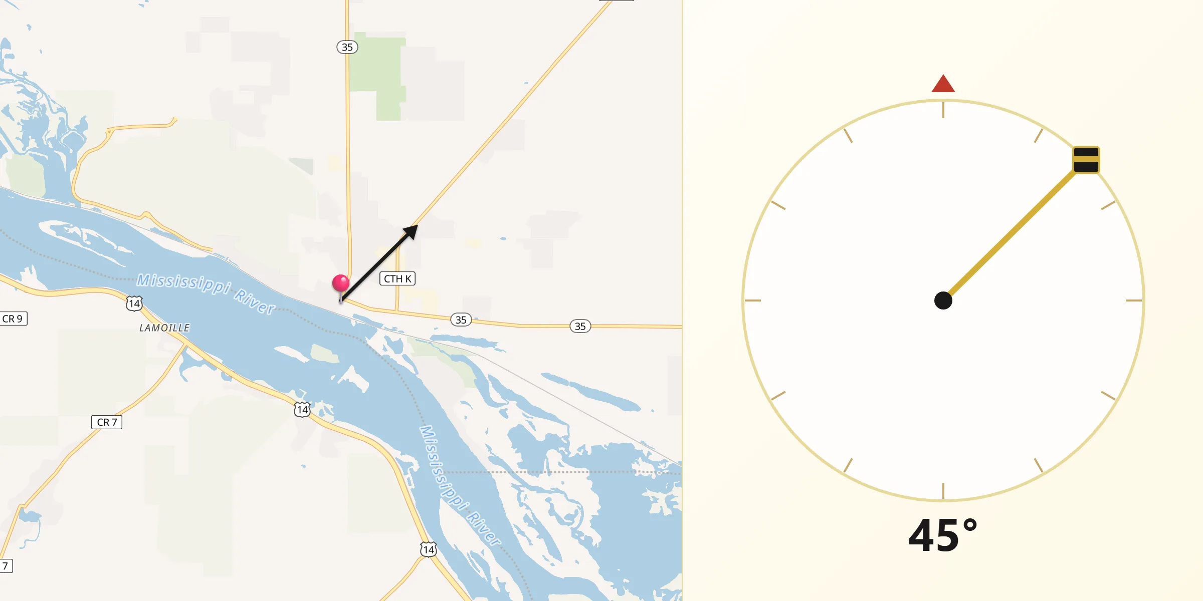 Qibla Direction from Trempealeau