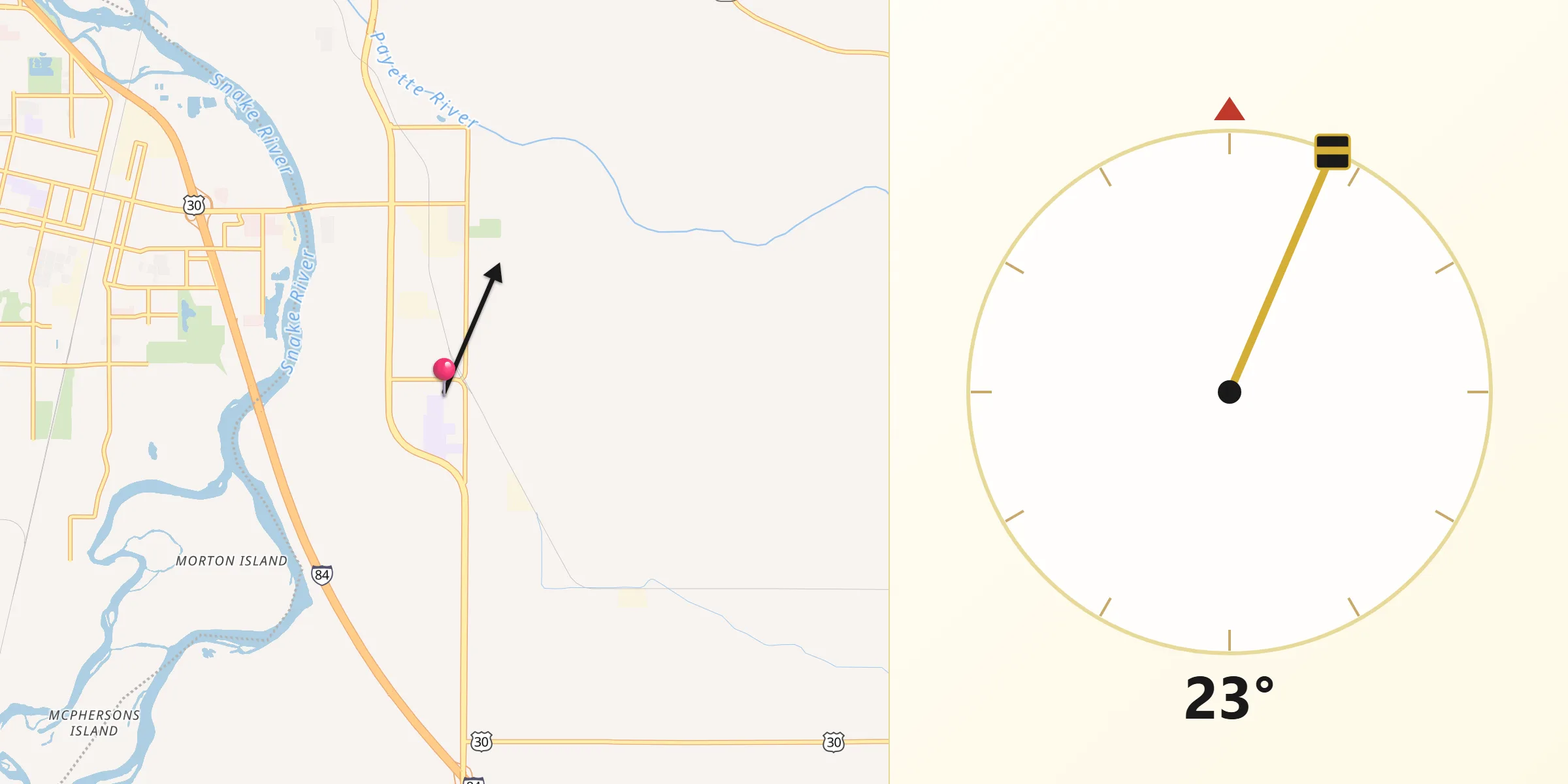Qibla Direction from Fruitland