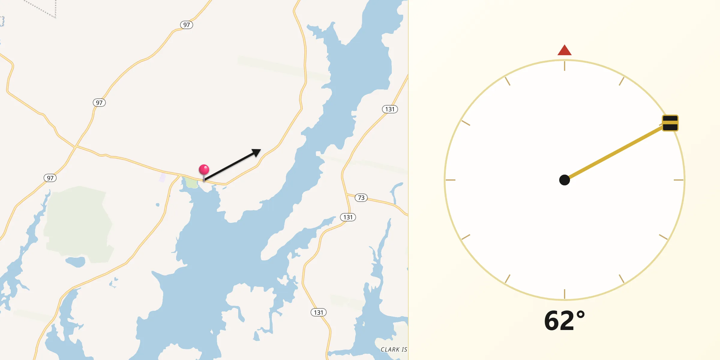 Qibla Direction from Cushing