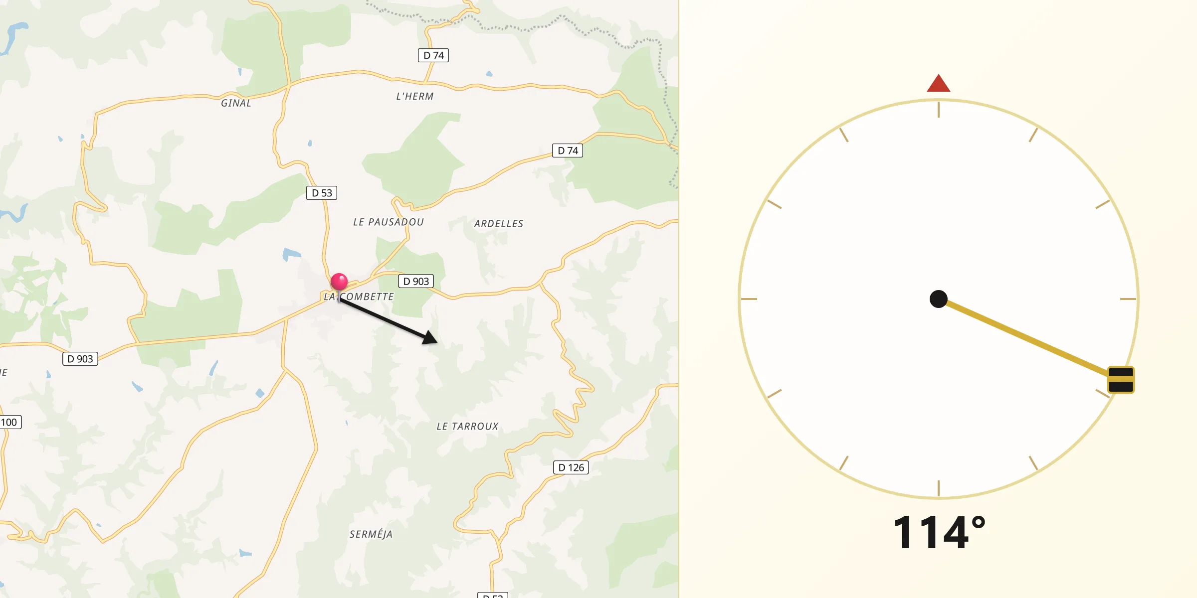 Direction vers la Qibla depuis Valence-d’Albigeois