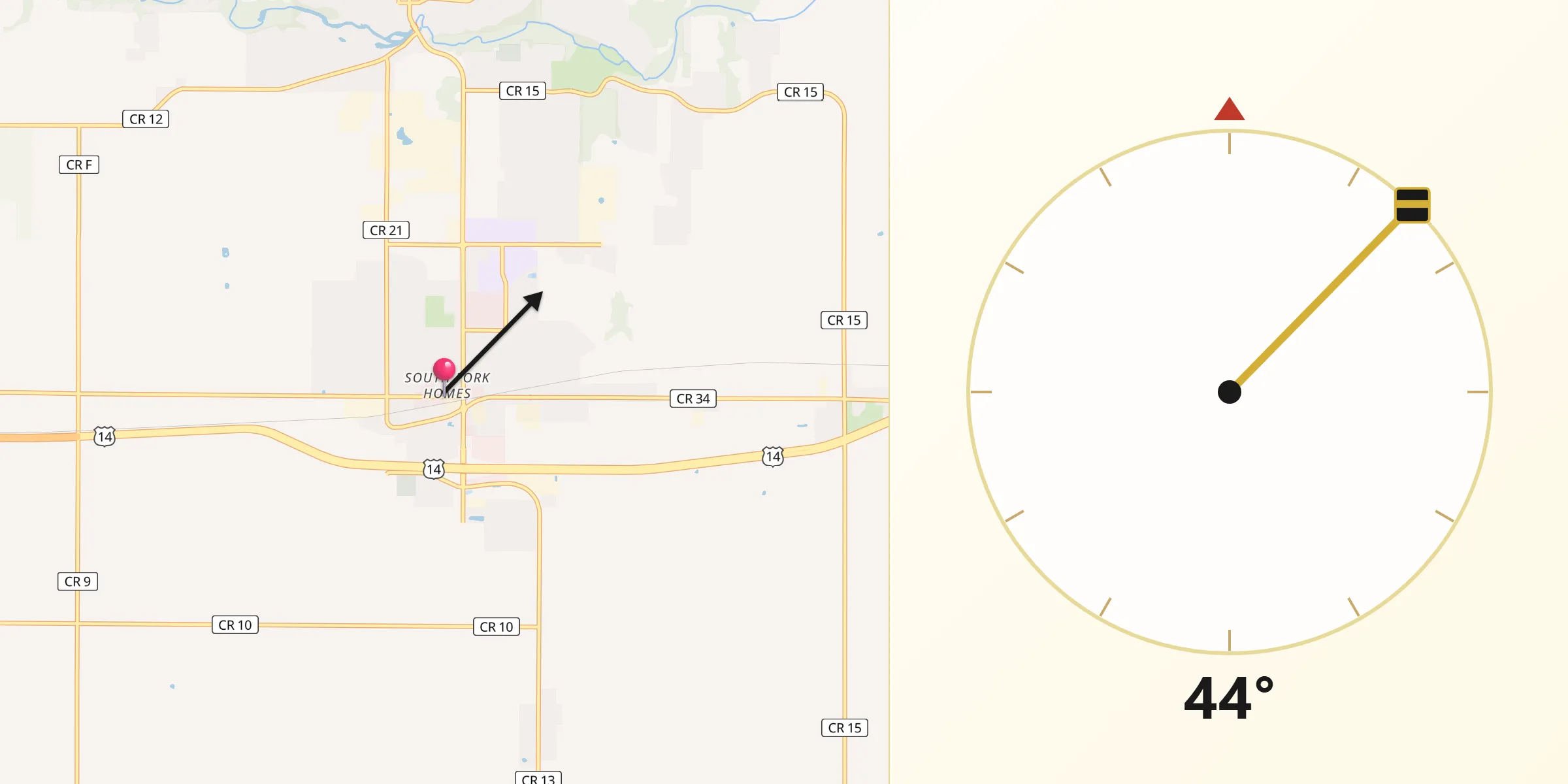 Qibla Direction from Kasson