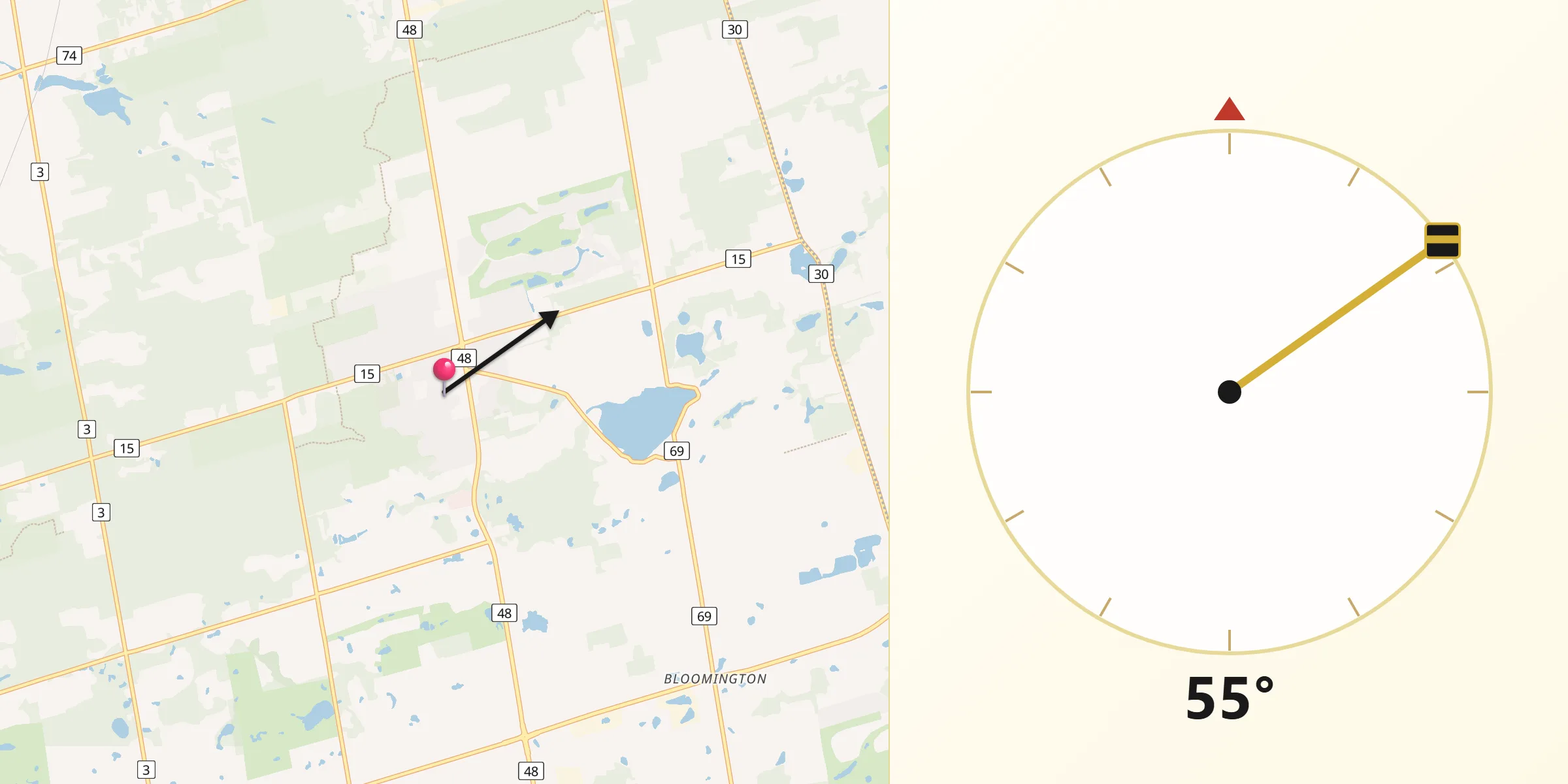 Qibla Direction from Ballantrae