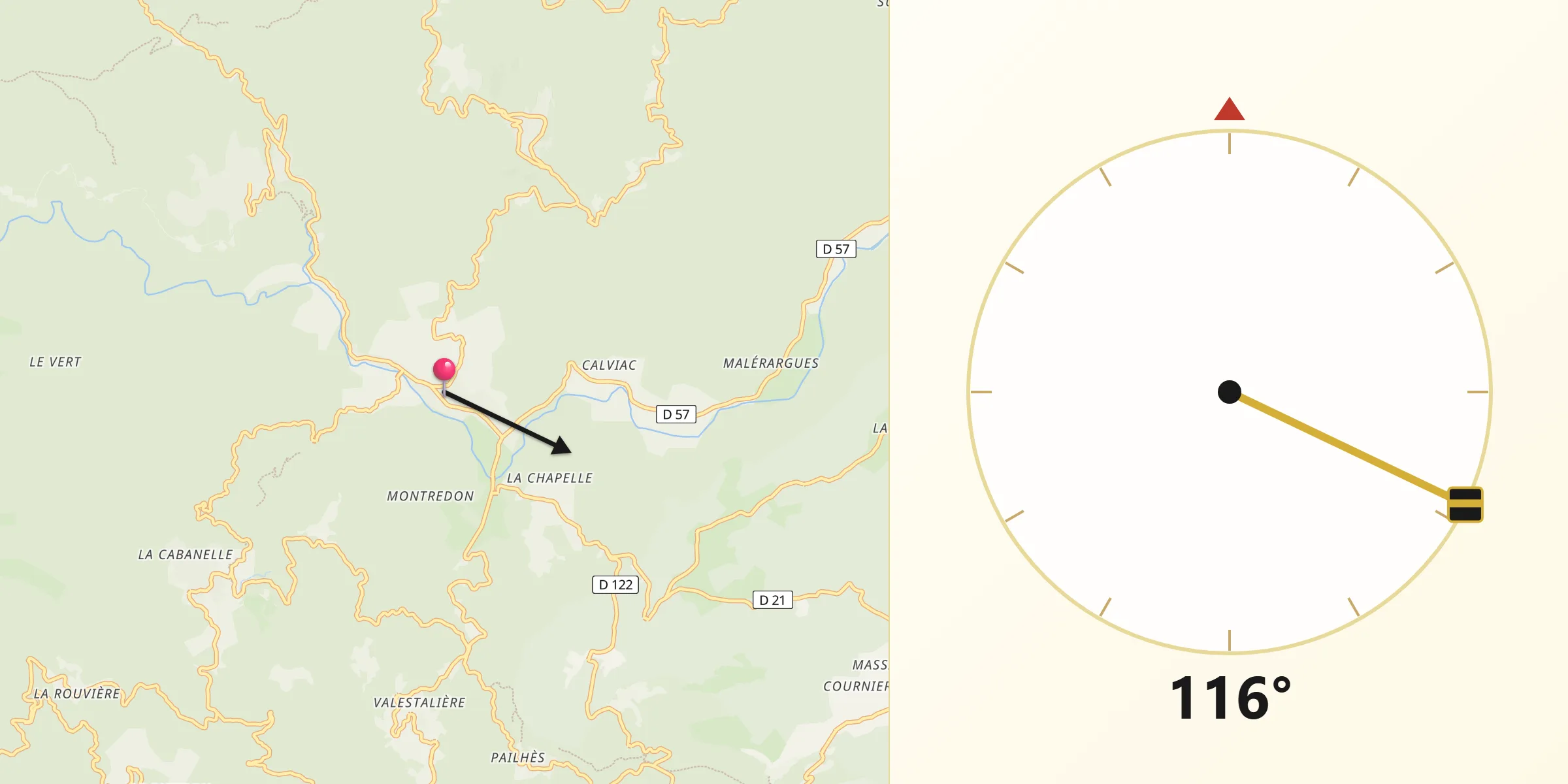 Direction vers la Qibla depuis Lasalle