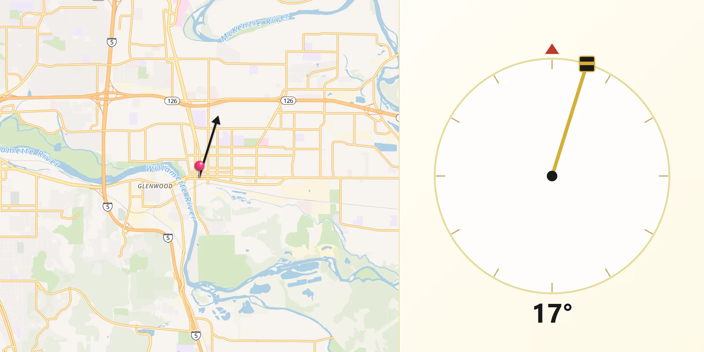 Dirección de la Qibla desde Springfield