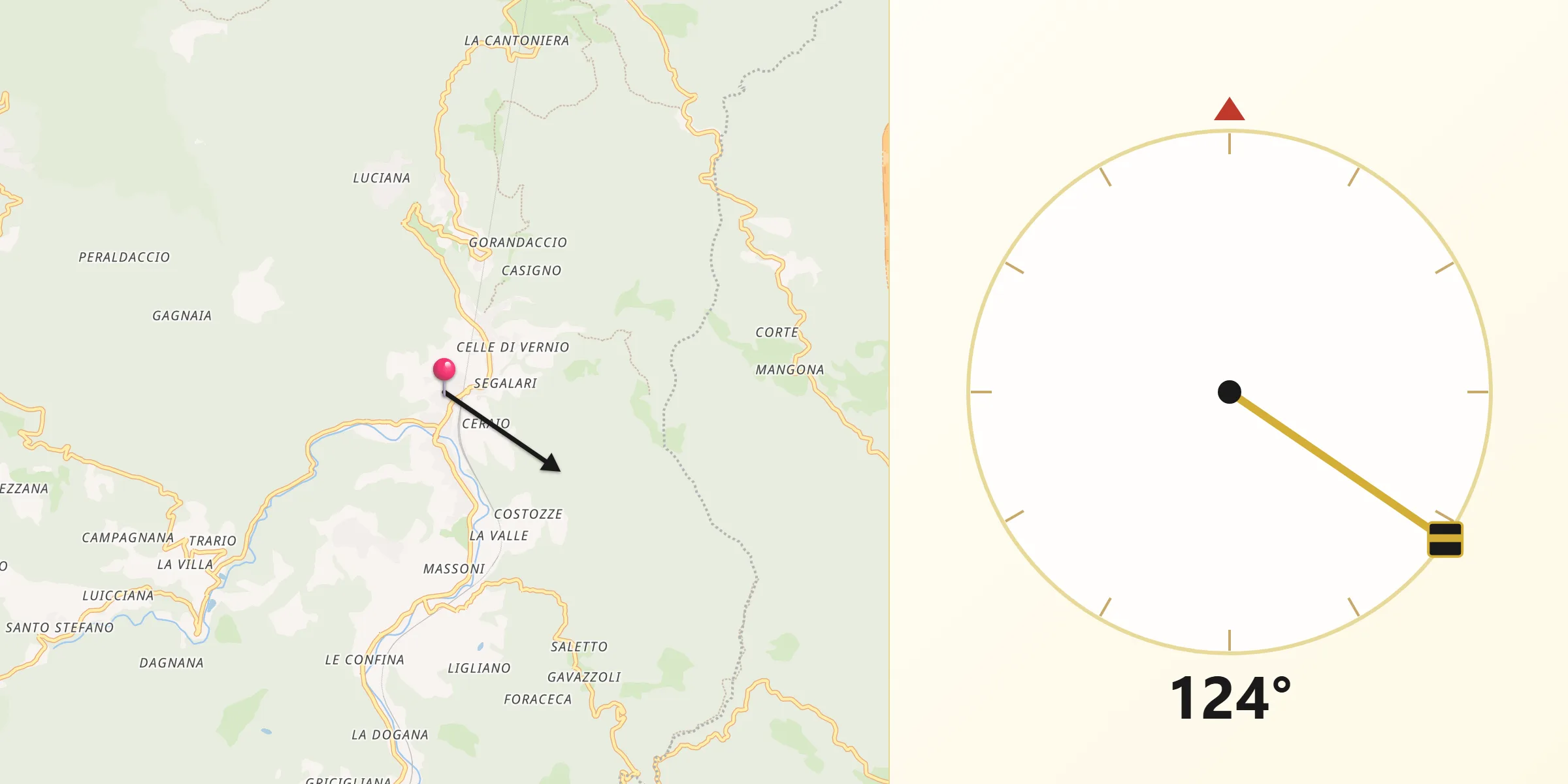 Direzione della Qibla da Vernio