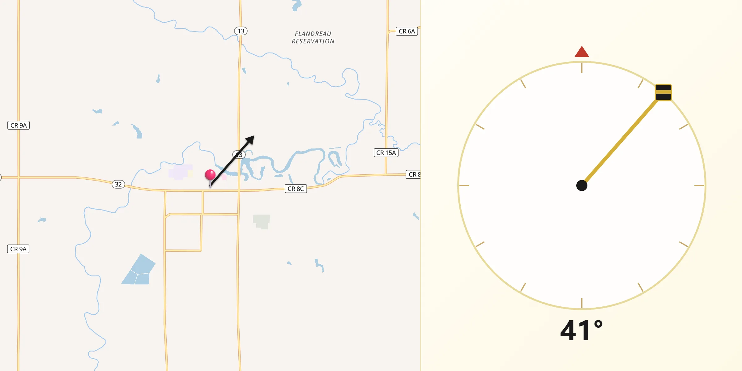 Qibla Direction from Flandreau
