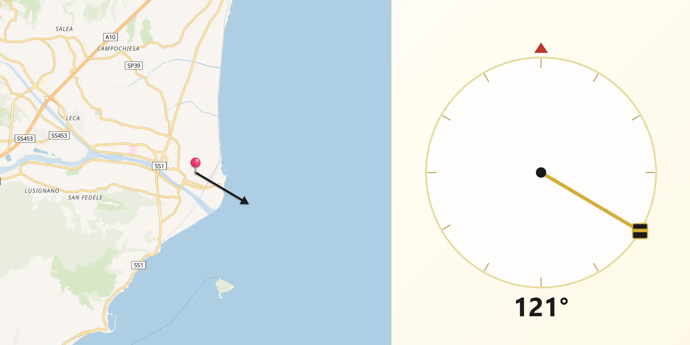 Direzione della Qibla da Albenga