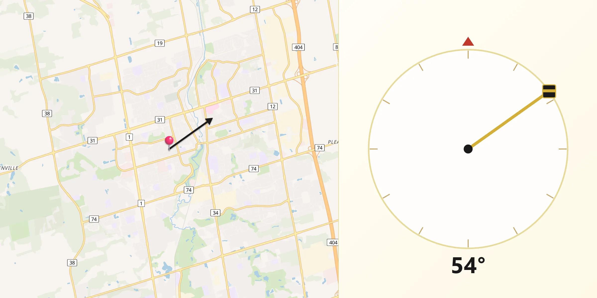 Qibla Direction from Newmarket