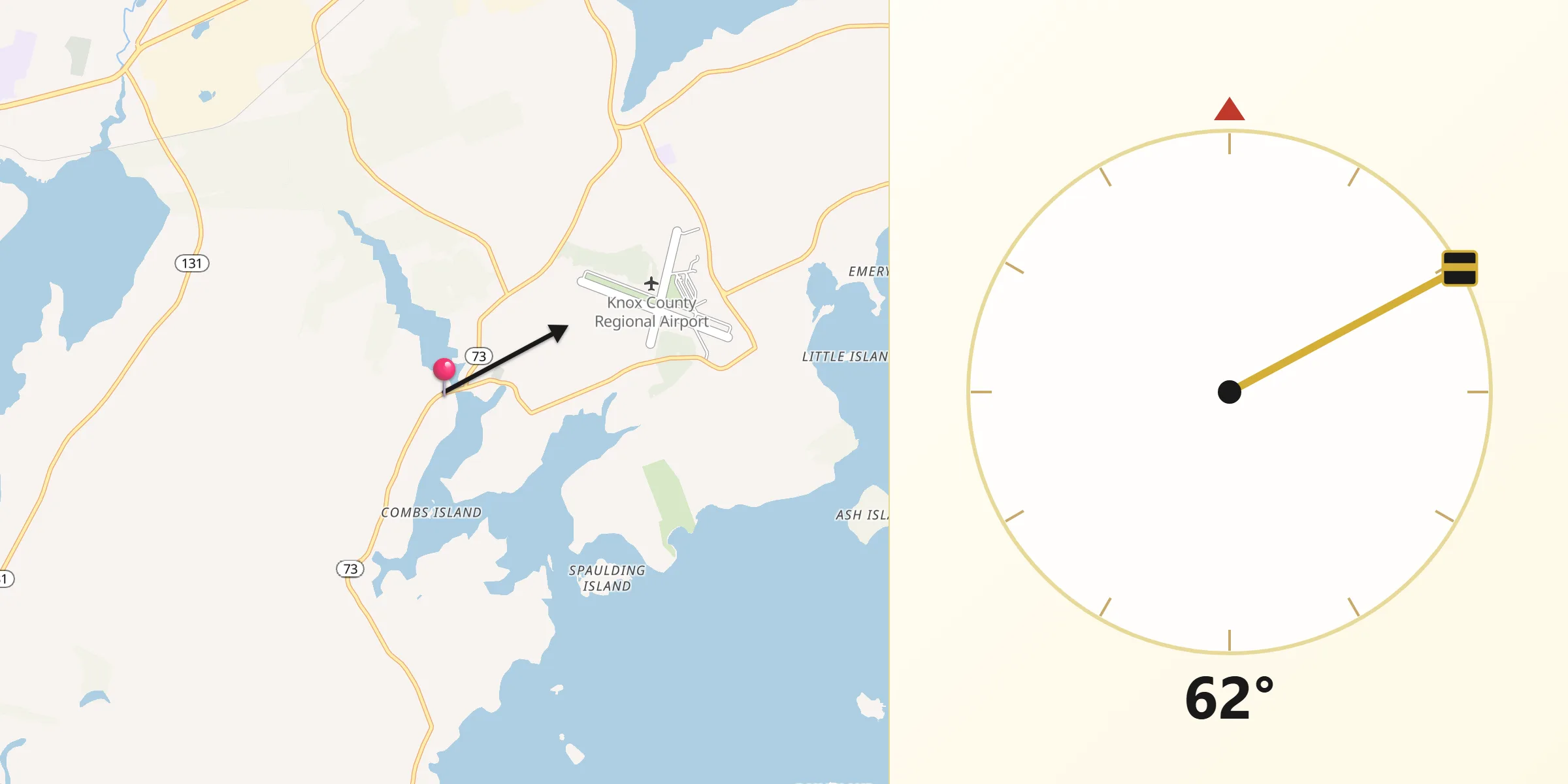 Qibla Direction from South Thomaston