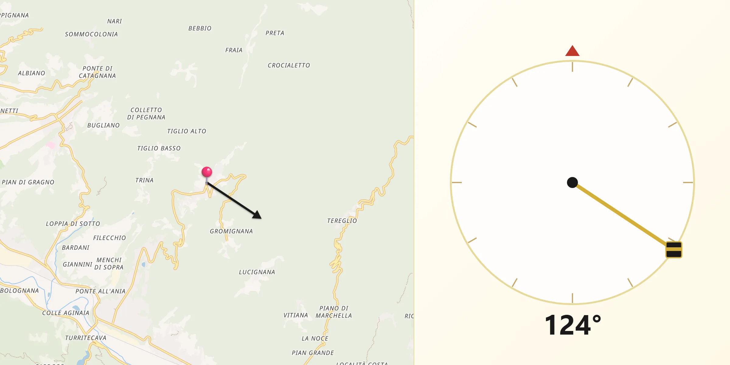 Direzione della Qibla da Coreglia Antelminelli