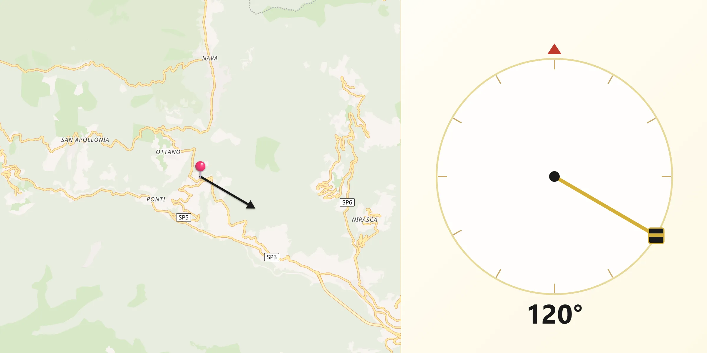 Direzione della Qibla da Pornassio