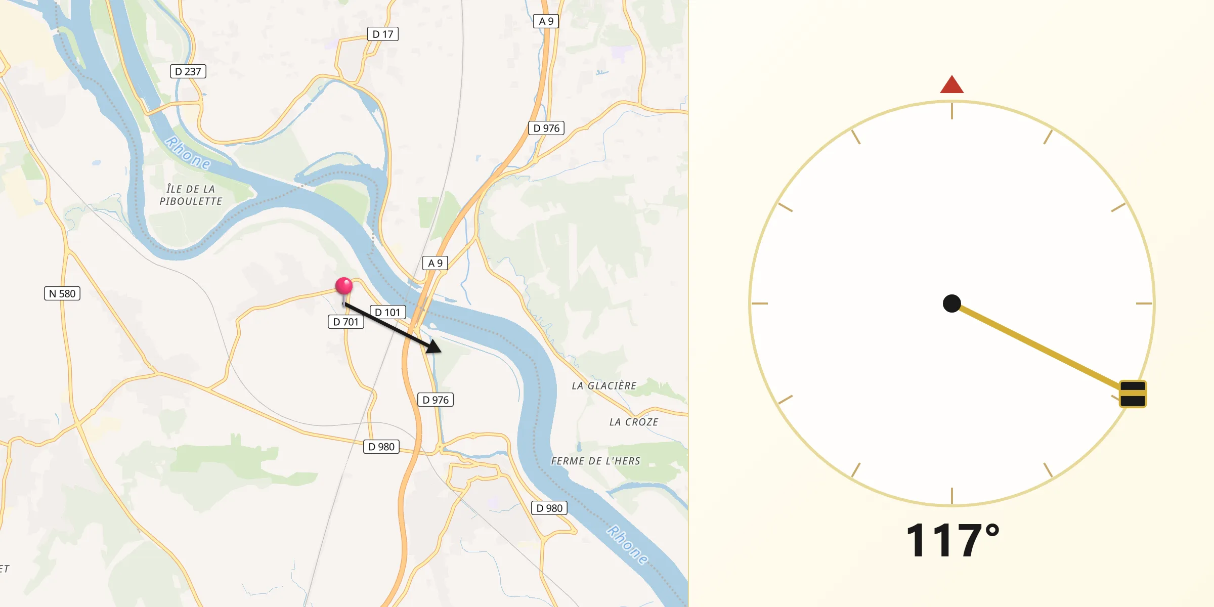 Direction vers la Qibla depuis Montfaucon