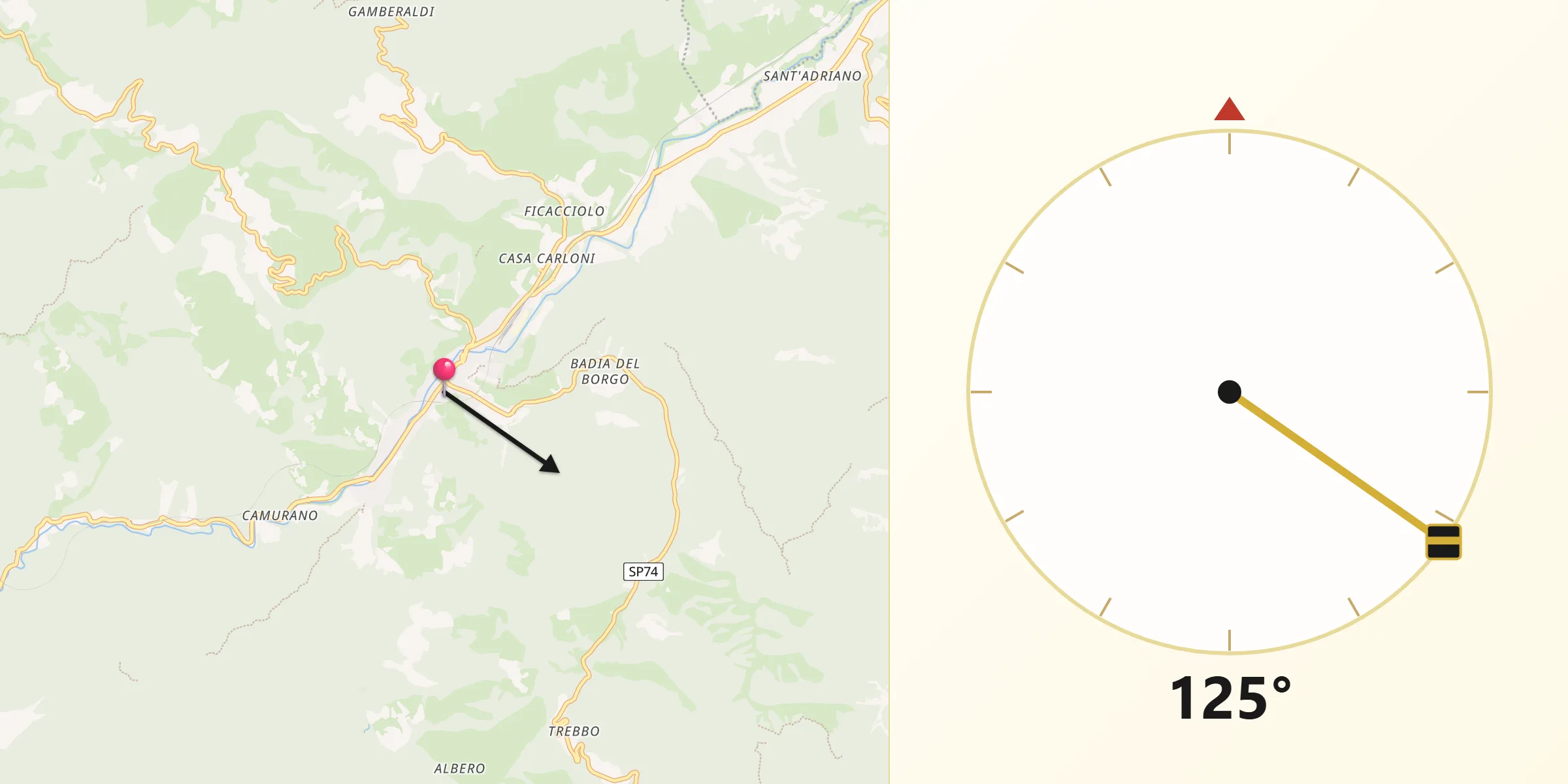 Direzione della Qibla da Marradi