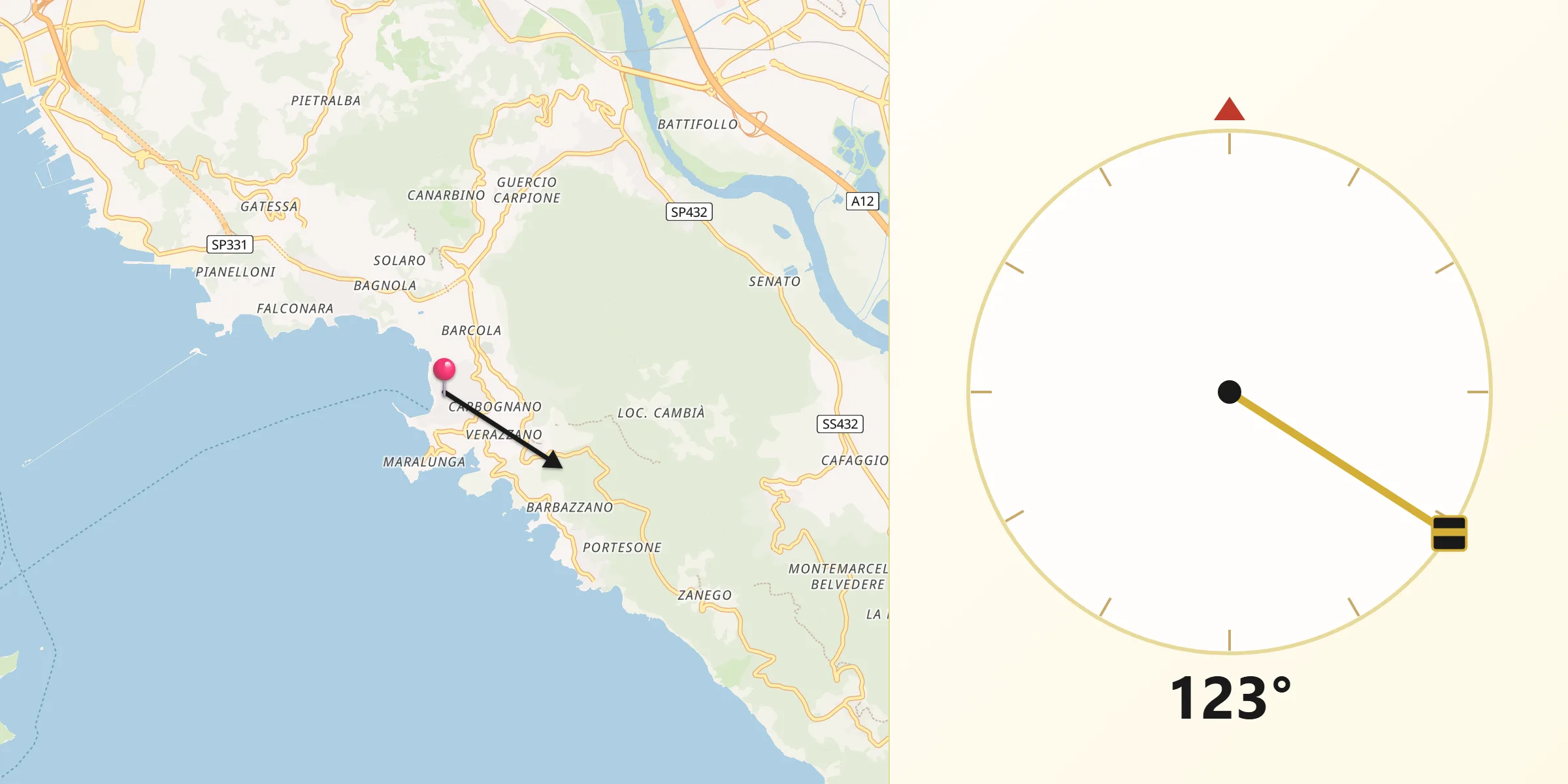 Direzione della Qibla da Lerici