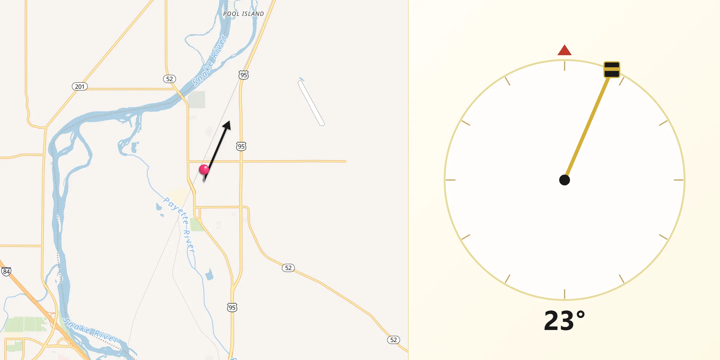 Qibla Direction from Payette