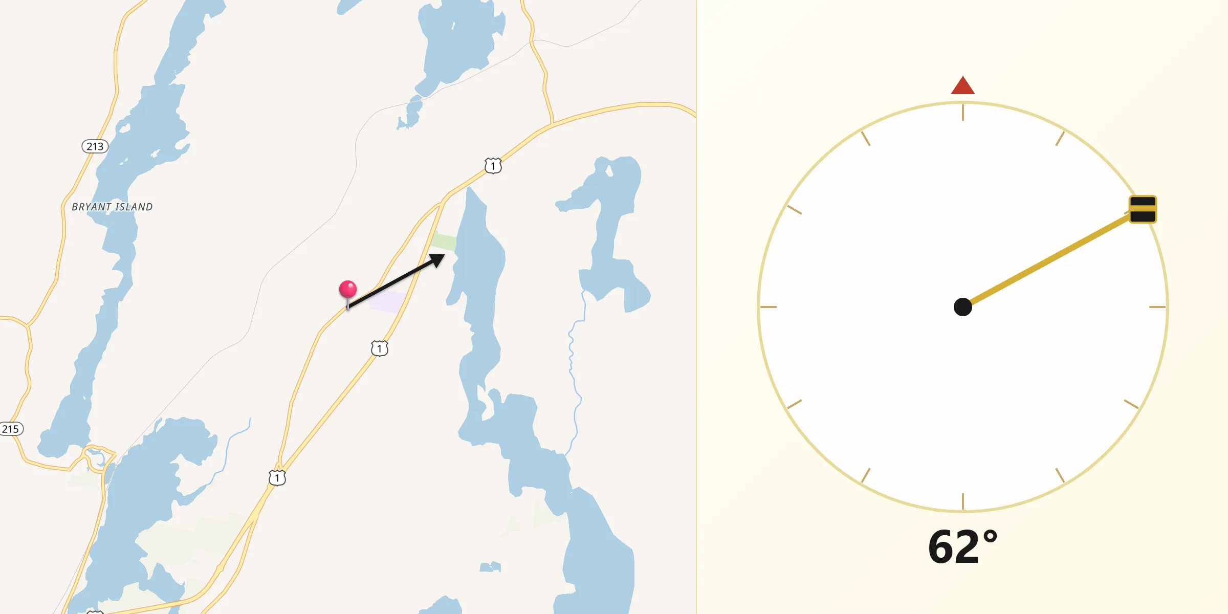 Qibla Direction from Nobleboro