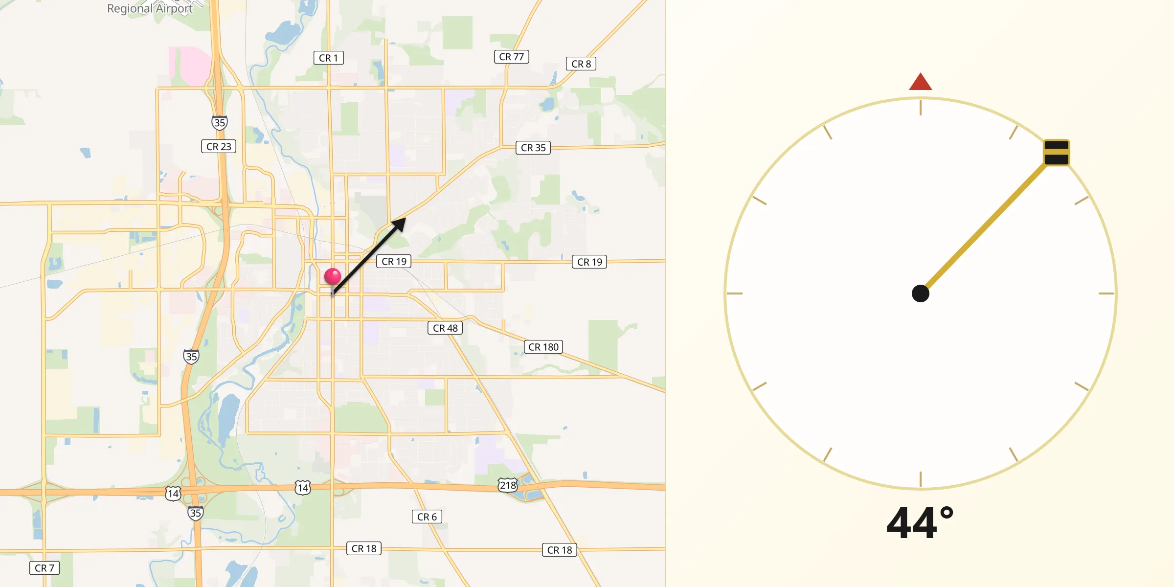 Qibla Direction from Owatonna