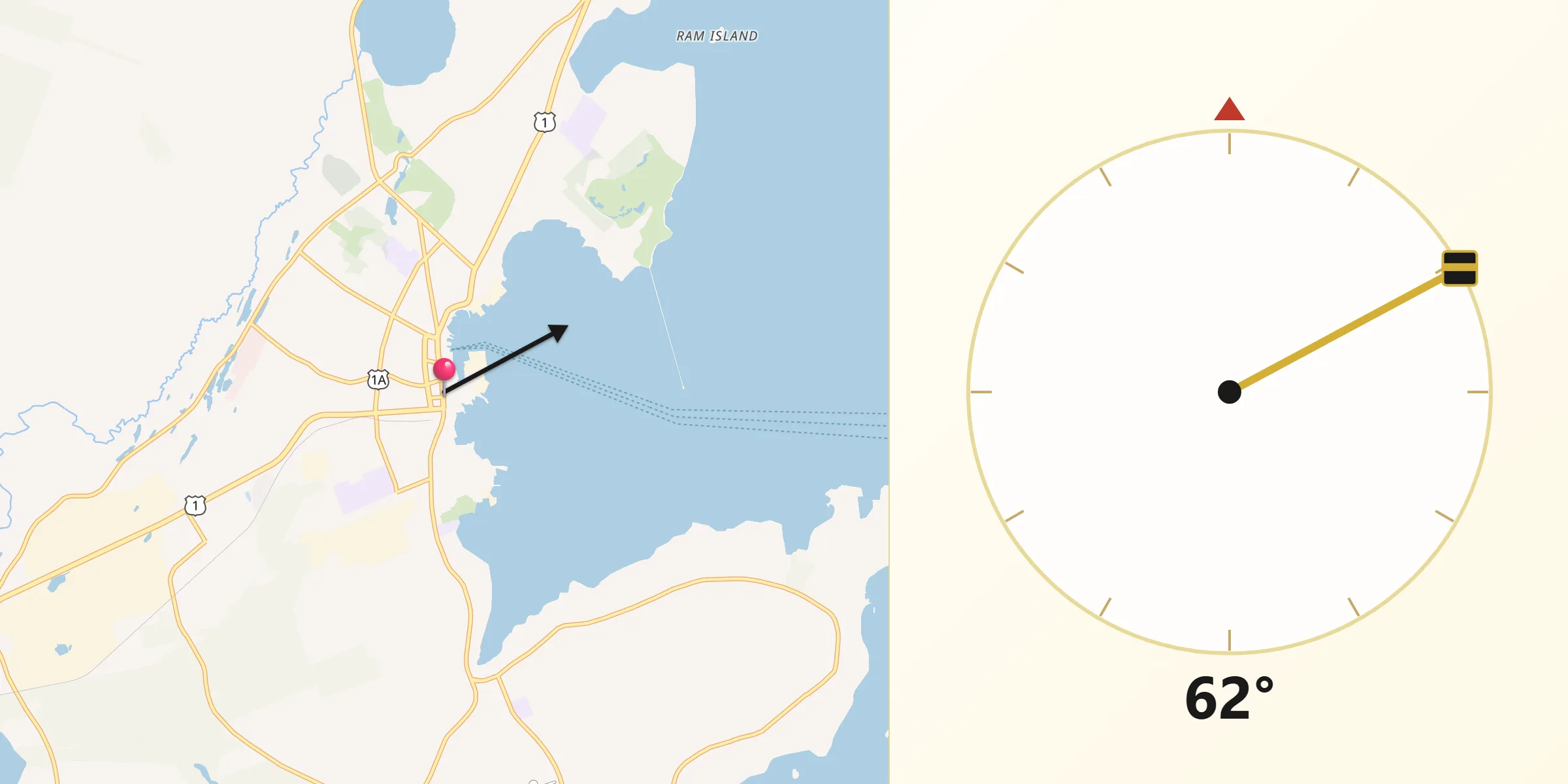 Qibla Direction from Rockland