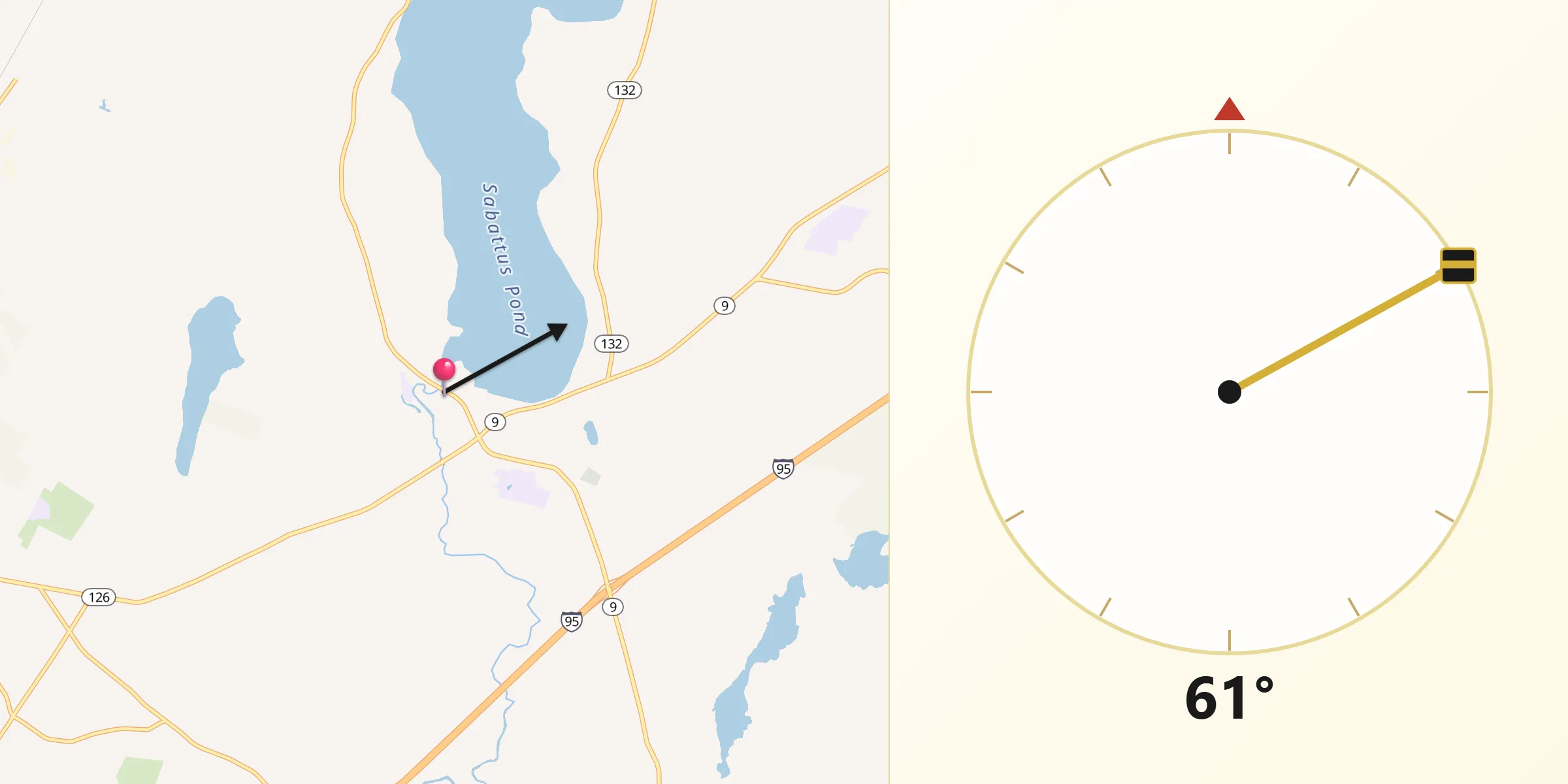 Qibla Direction from Sabattus