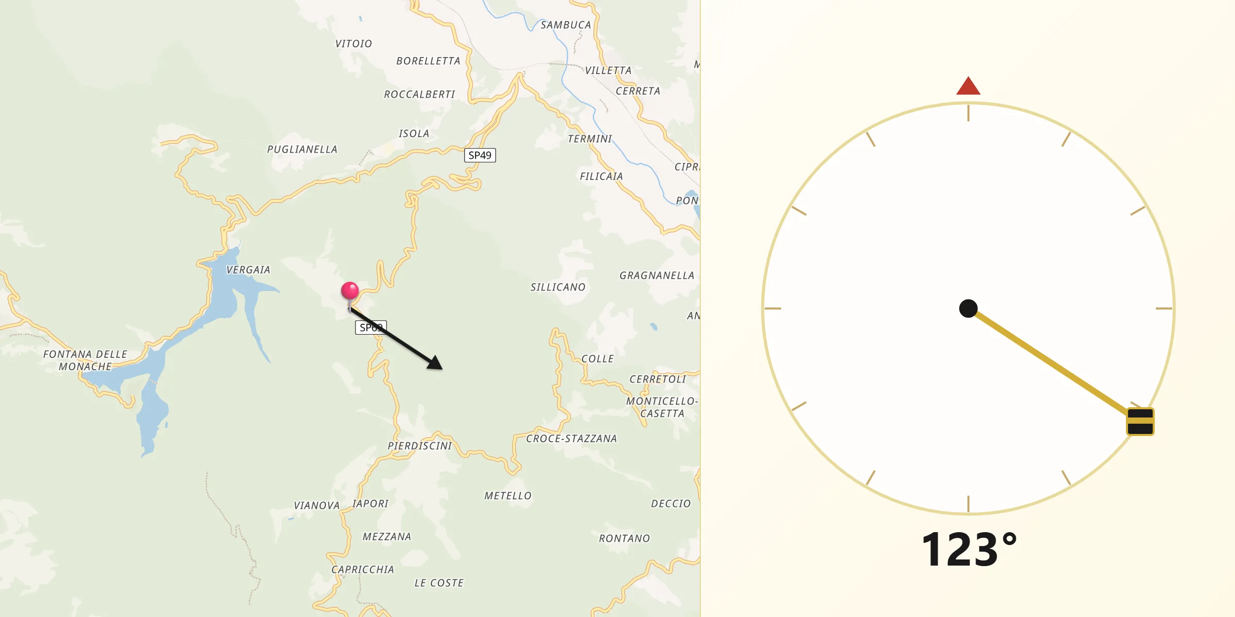 Direzione della Qibla da Careggine