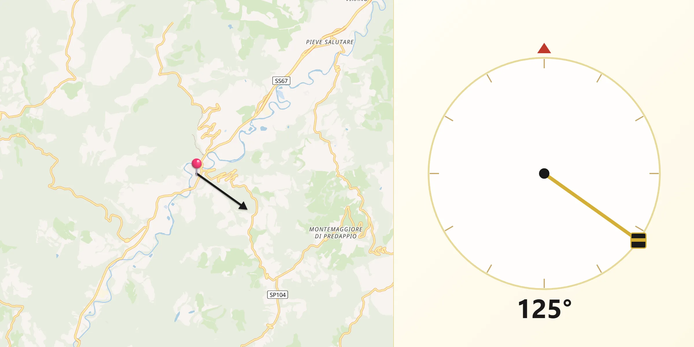 Direzione della Qibla da Dovadola