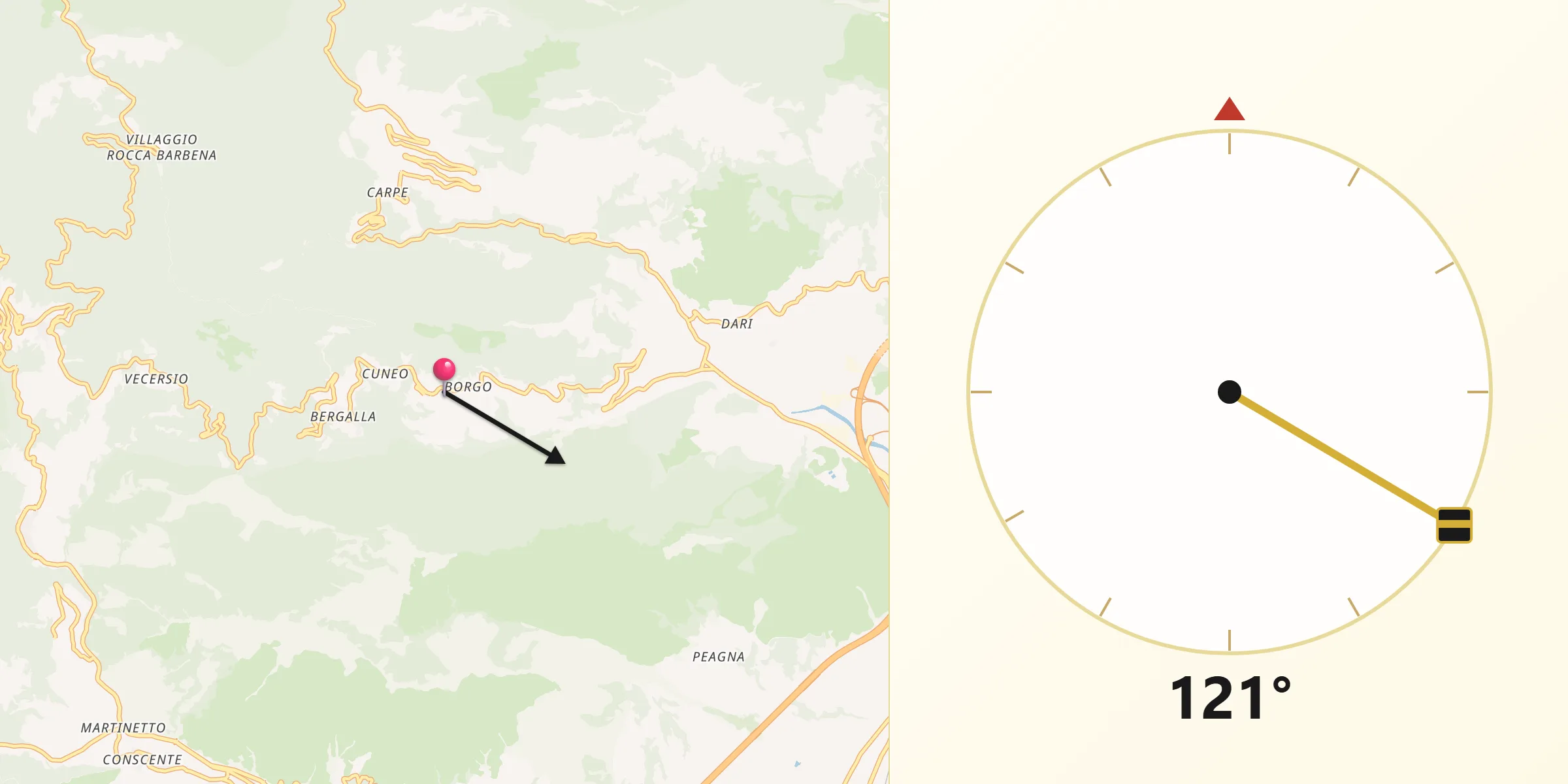 Direzione della Qibla da Balestrino