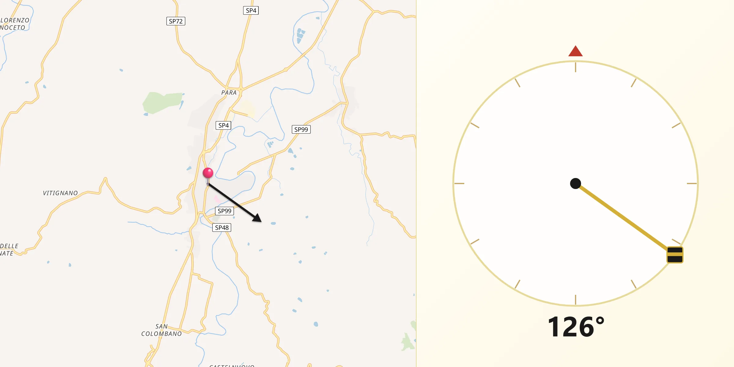 Direzione della Qibla da Meldola