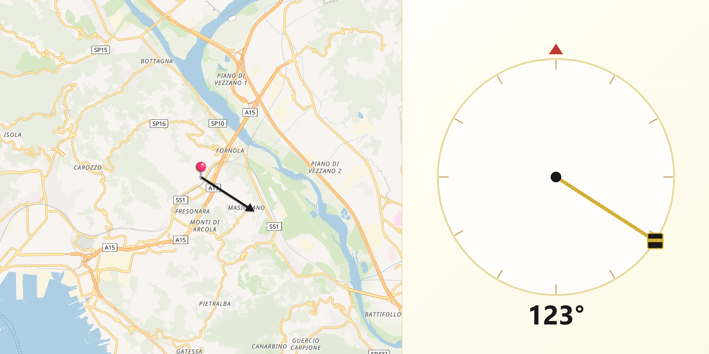 Direzione della Qibla da Stazione-Fornola