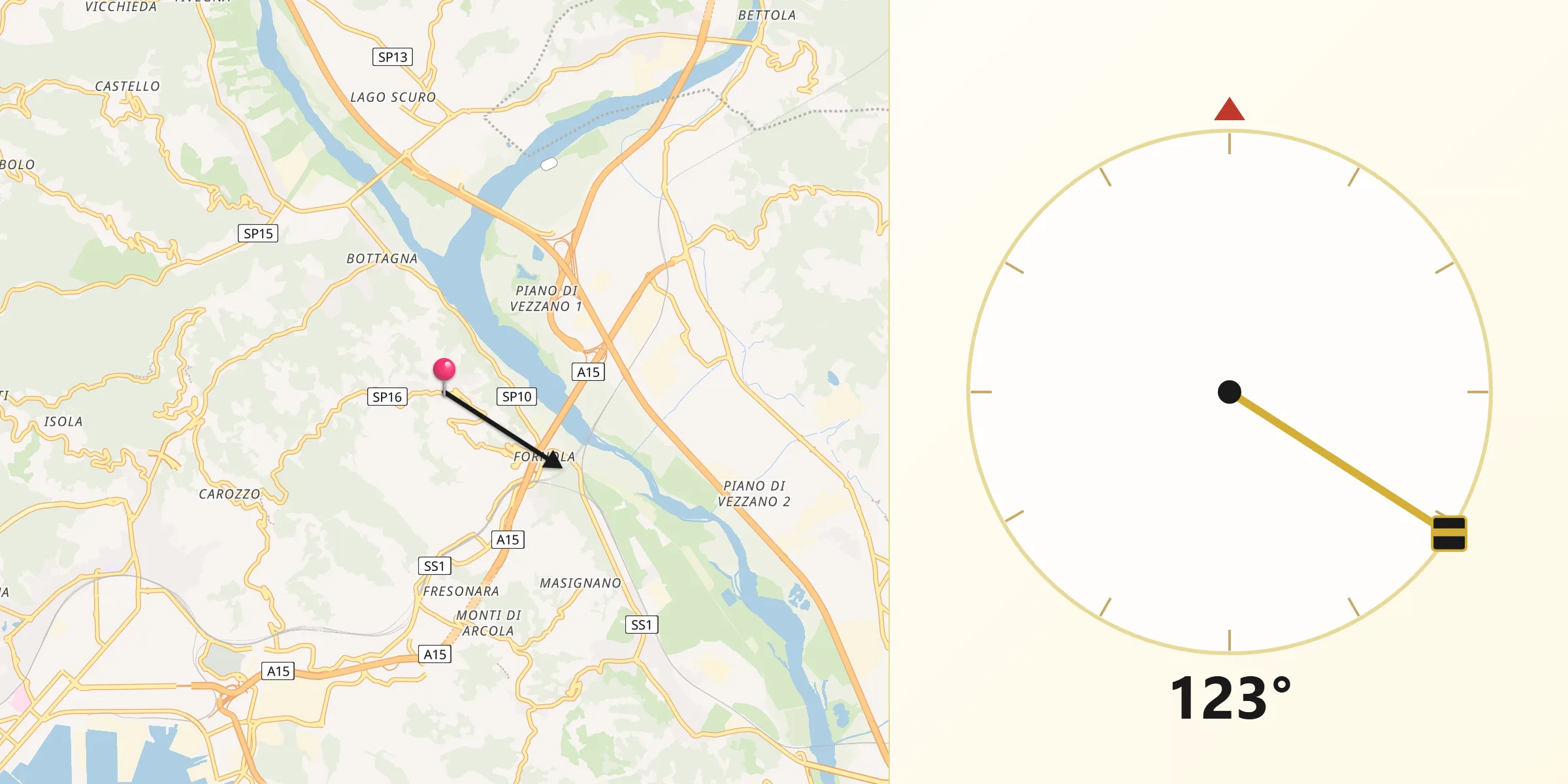 Direzione della Qibla da Vezzano Ligure