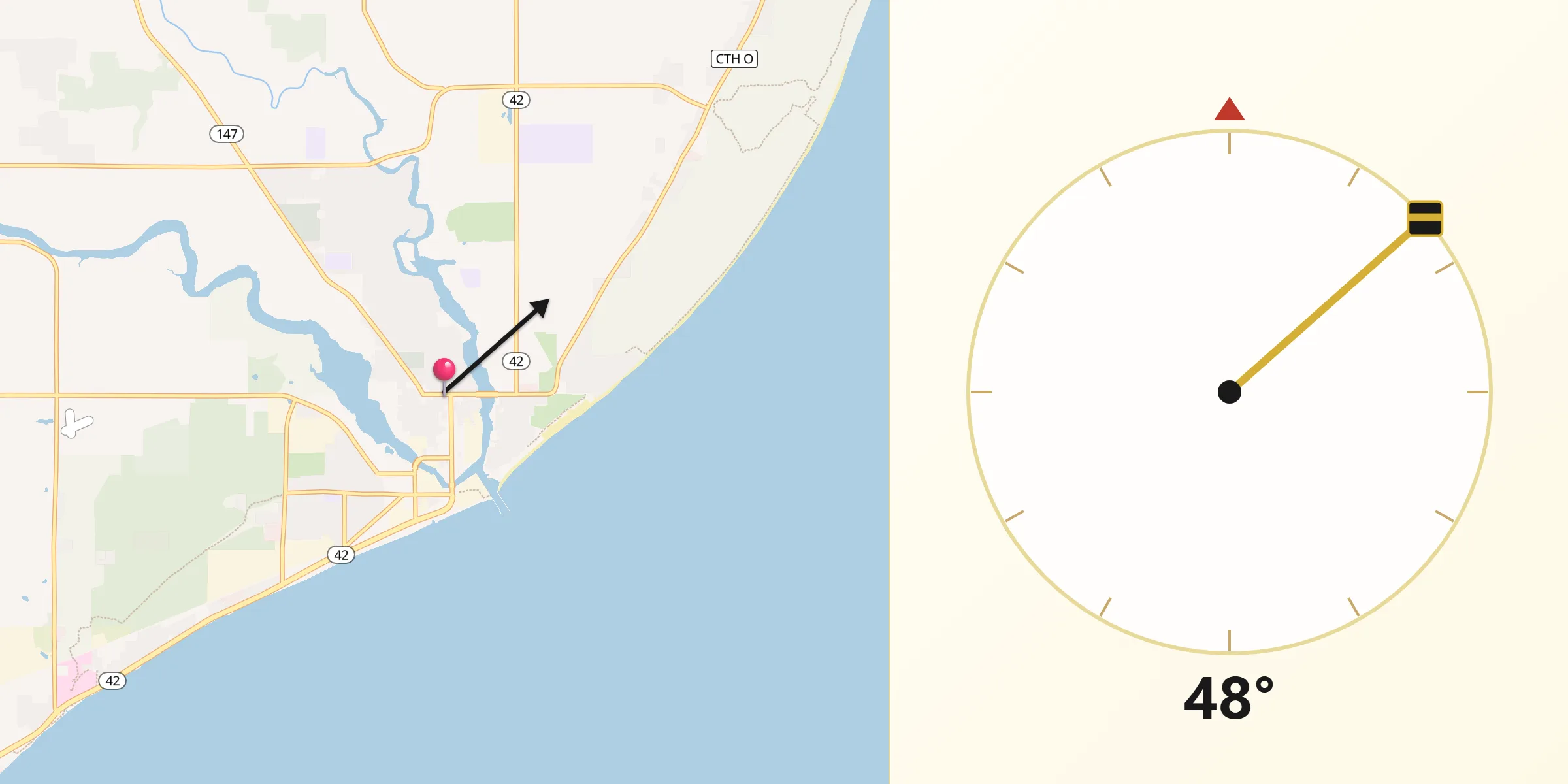 Qibla Direction from Two Rivers