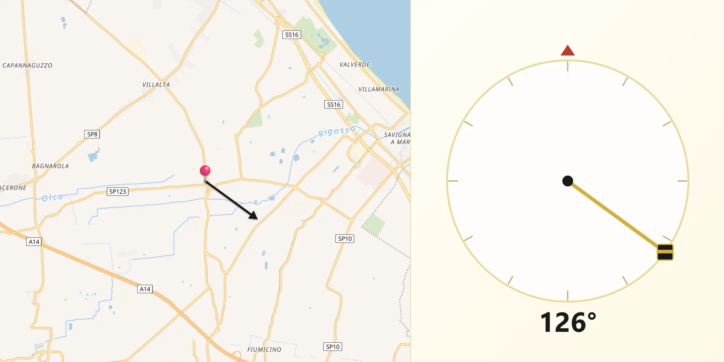 Direzione della Qibla da Sala