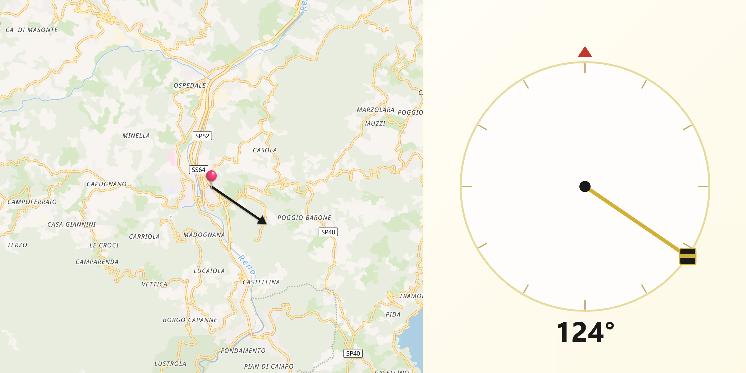 Direzione della Qibla da Berzantina